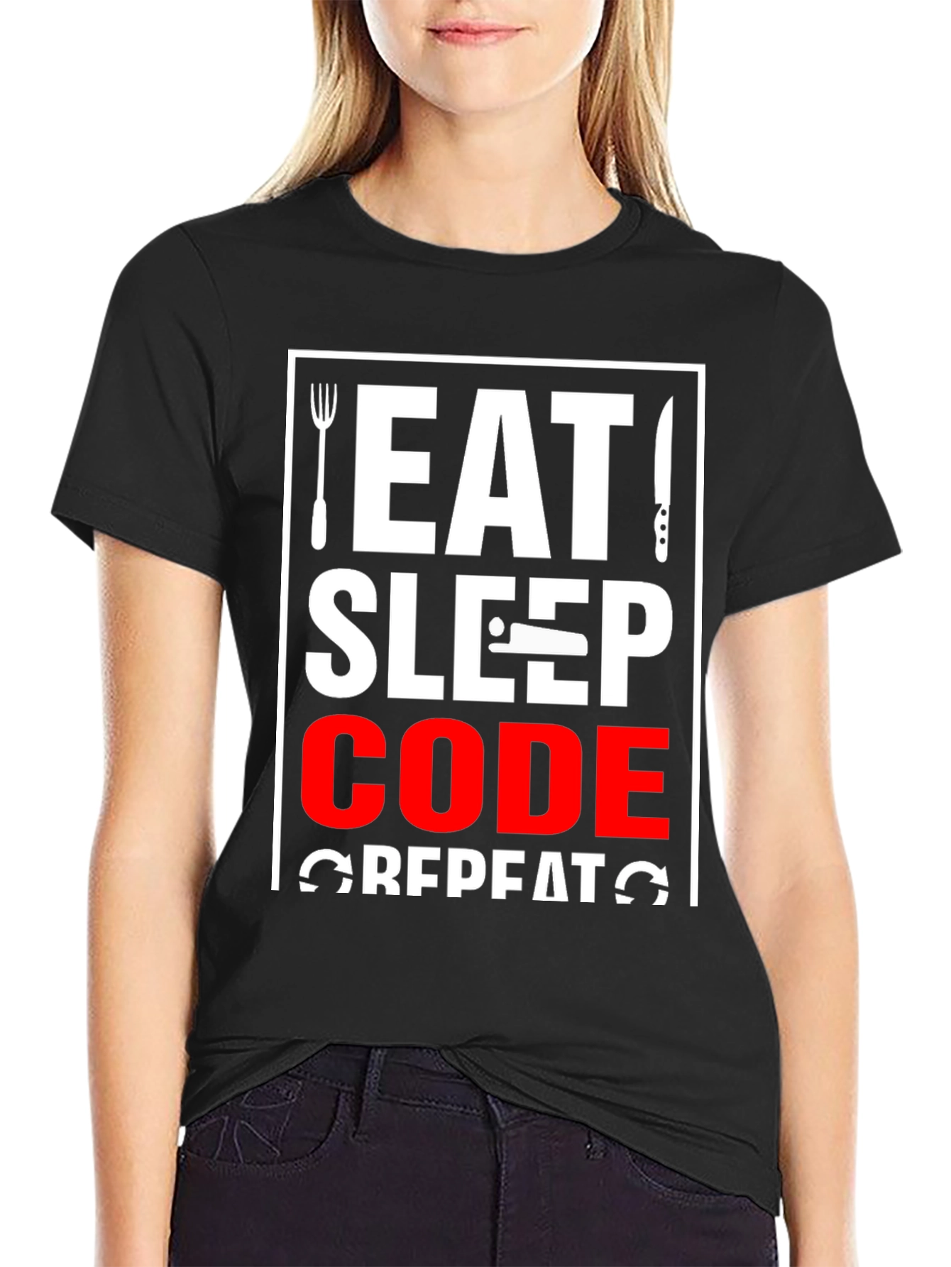 Eat Sleep Code Repeat Graphic Tee - Programmer Shirt