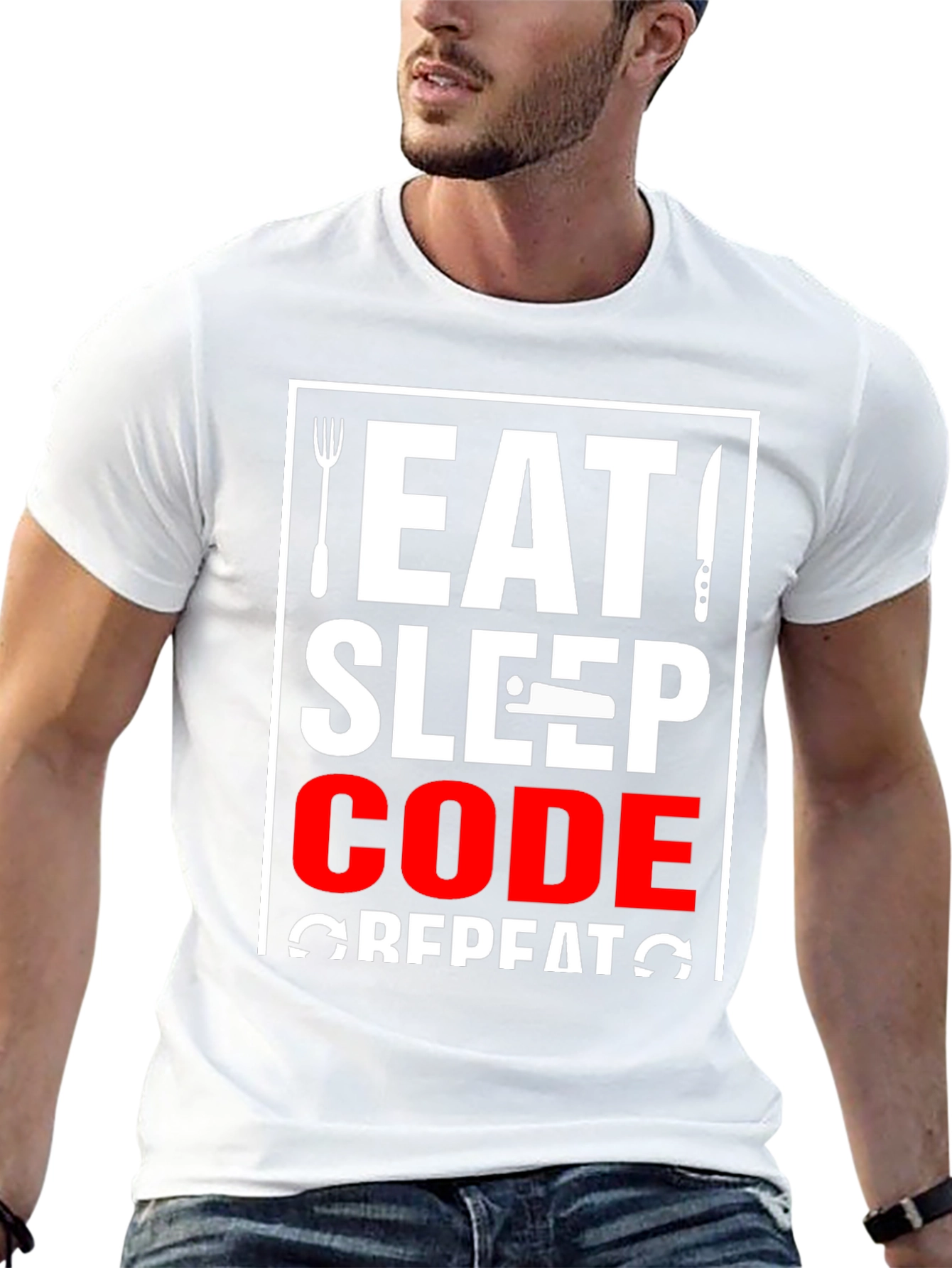 Eat Sleep Code Repeat Graphic Tee - Programmer Shirt