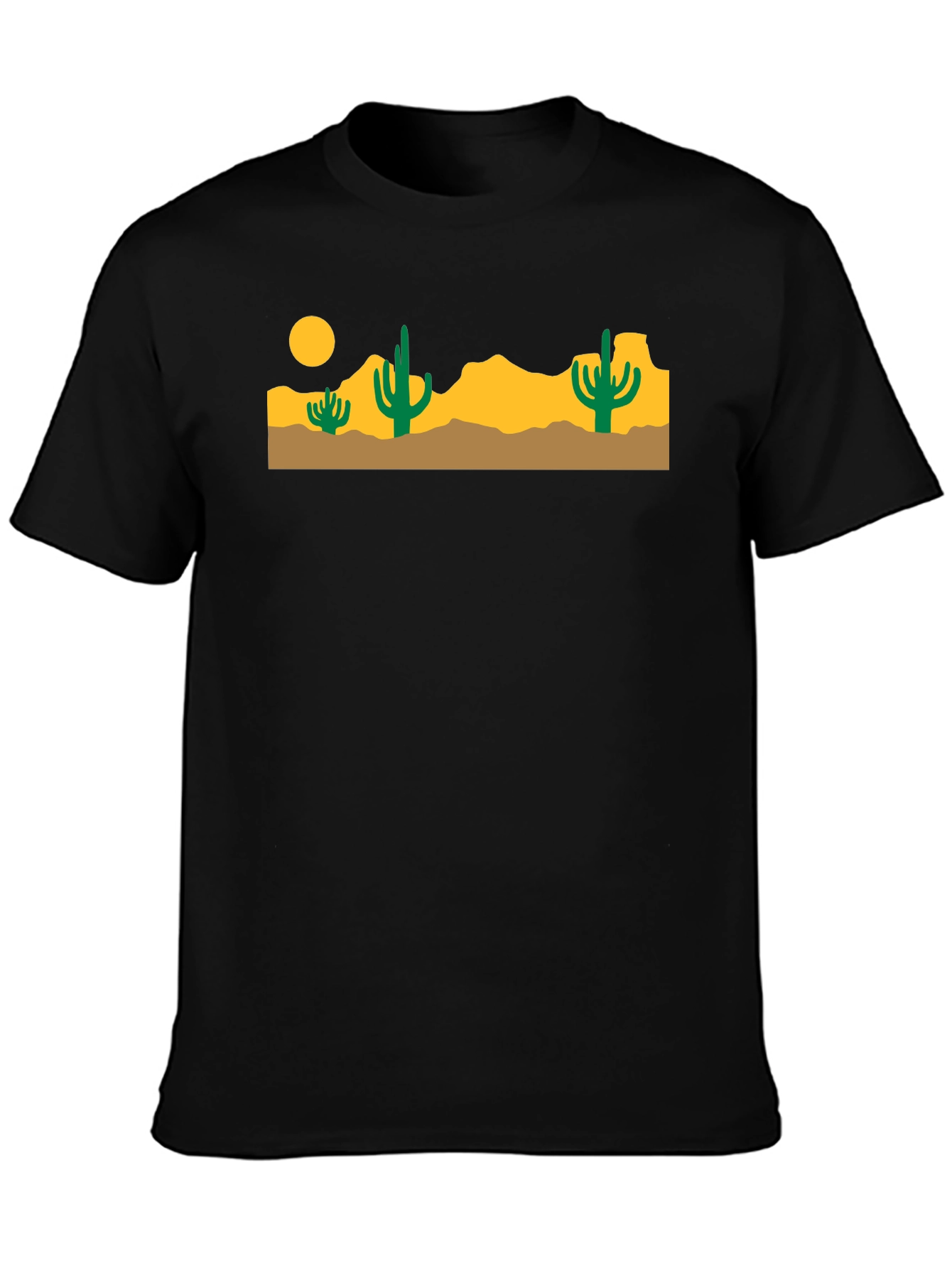 Desert Cactus Graphic Tee - Black Cotton T-Shirt