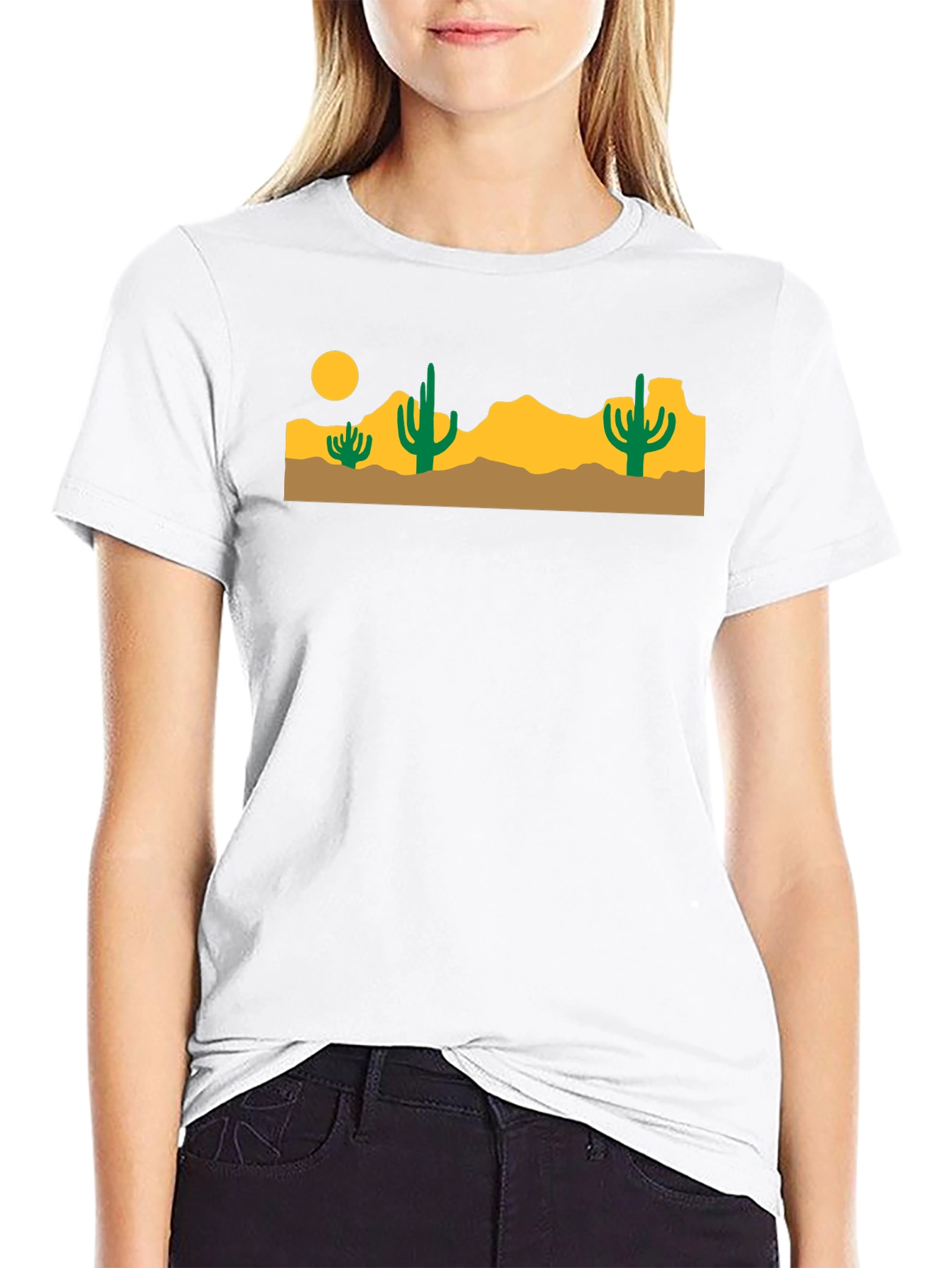 Desert Cactus Graphic Tee - Black Cotton T-Shirt