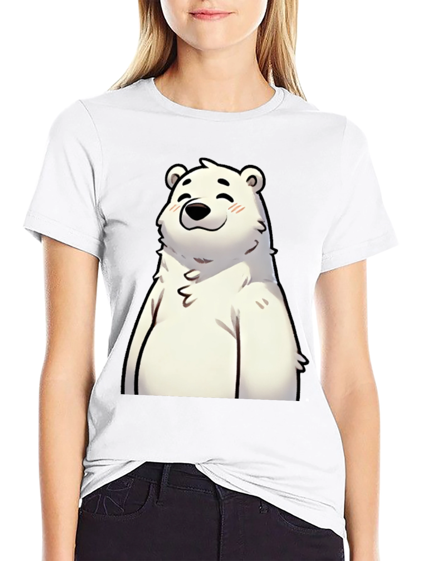 Cute Polar Bear Graphic Black T-Shirt