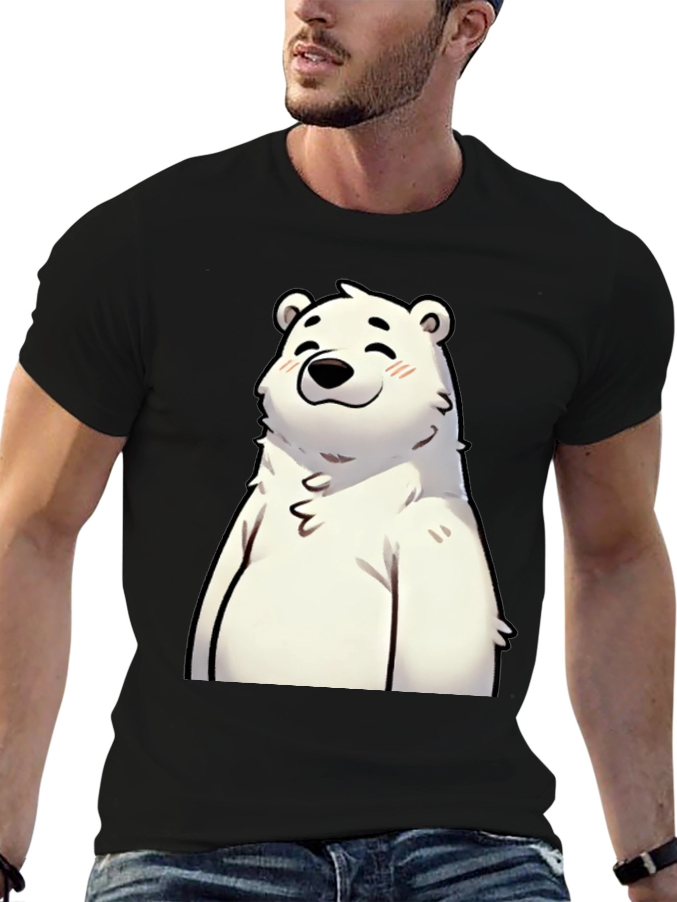 Cute Polar Bear Graphic Black T-Shirt