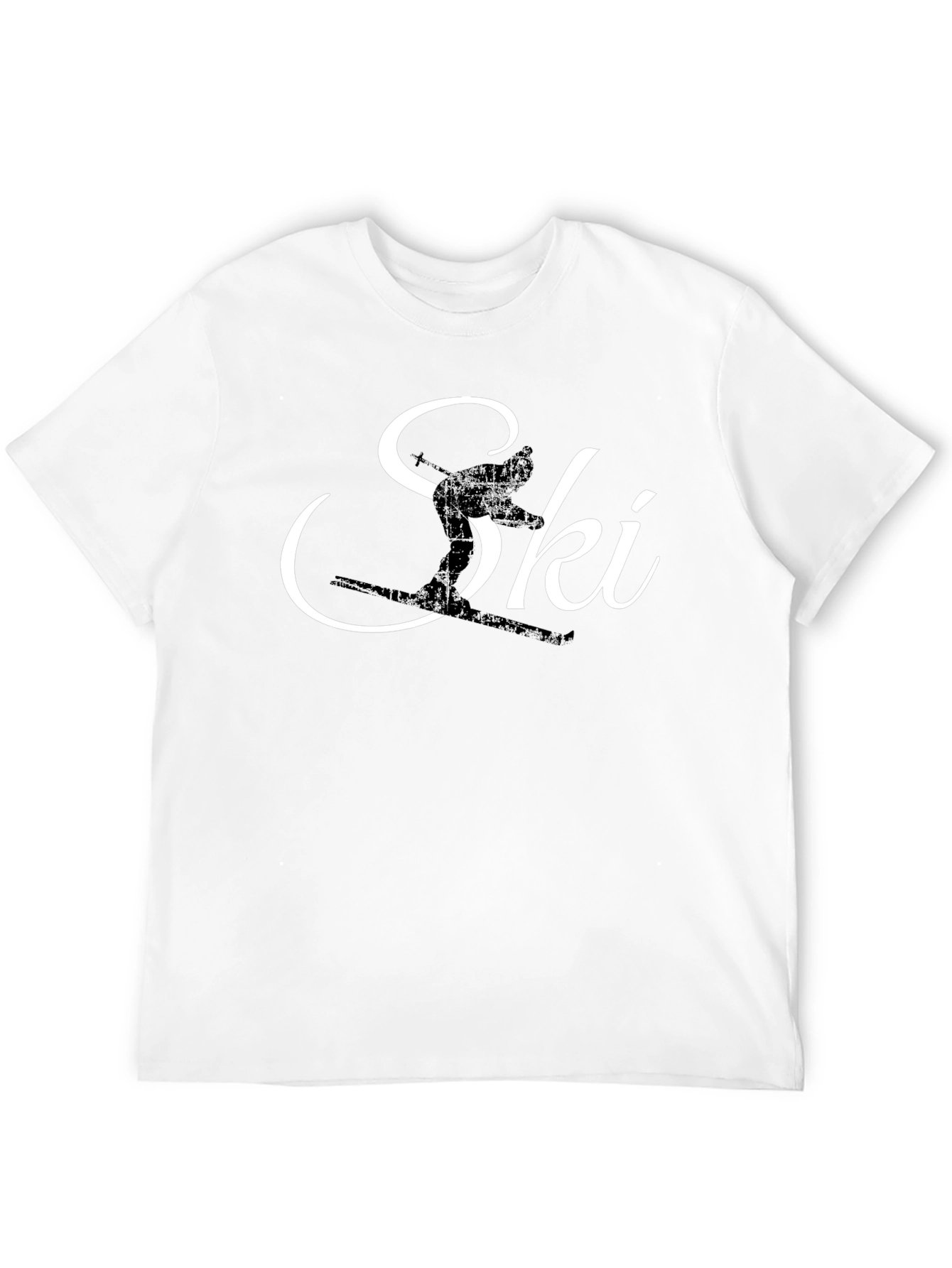 Ski Silhouette Graphic Tee - Black Cotton T-Shirt