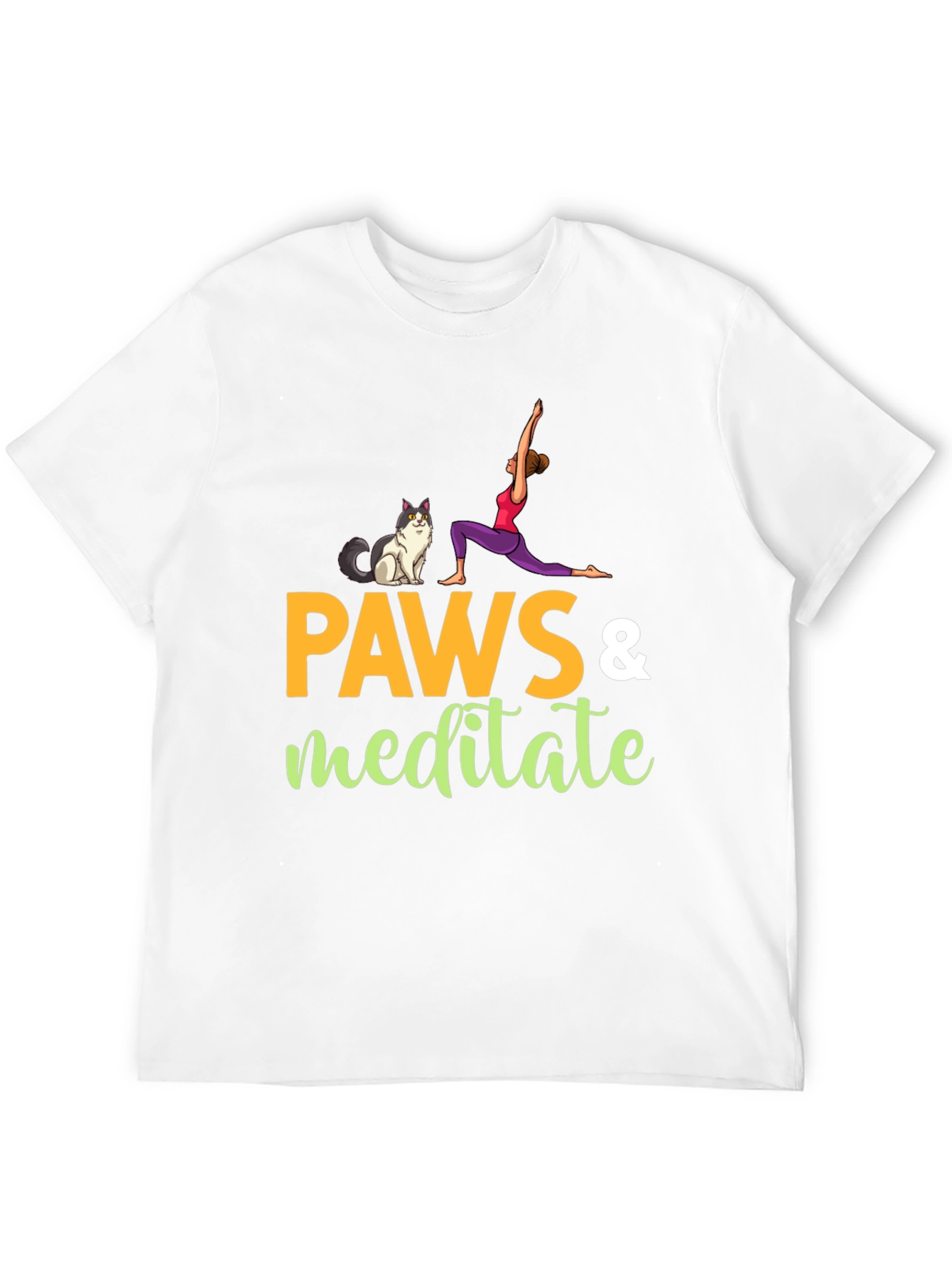 Paws & Meditate Black Graphic T-Shirt