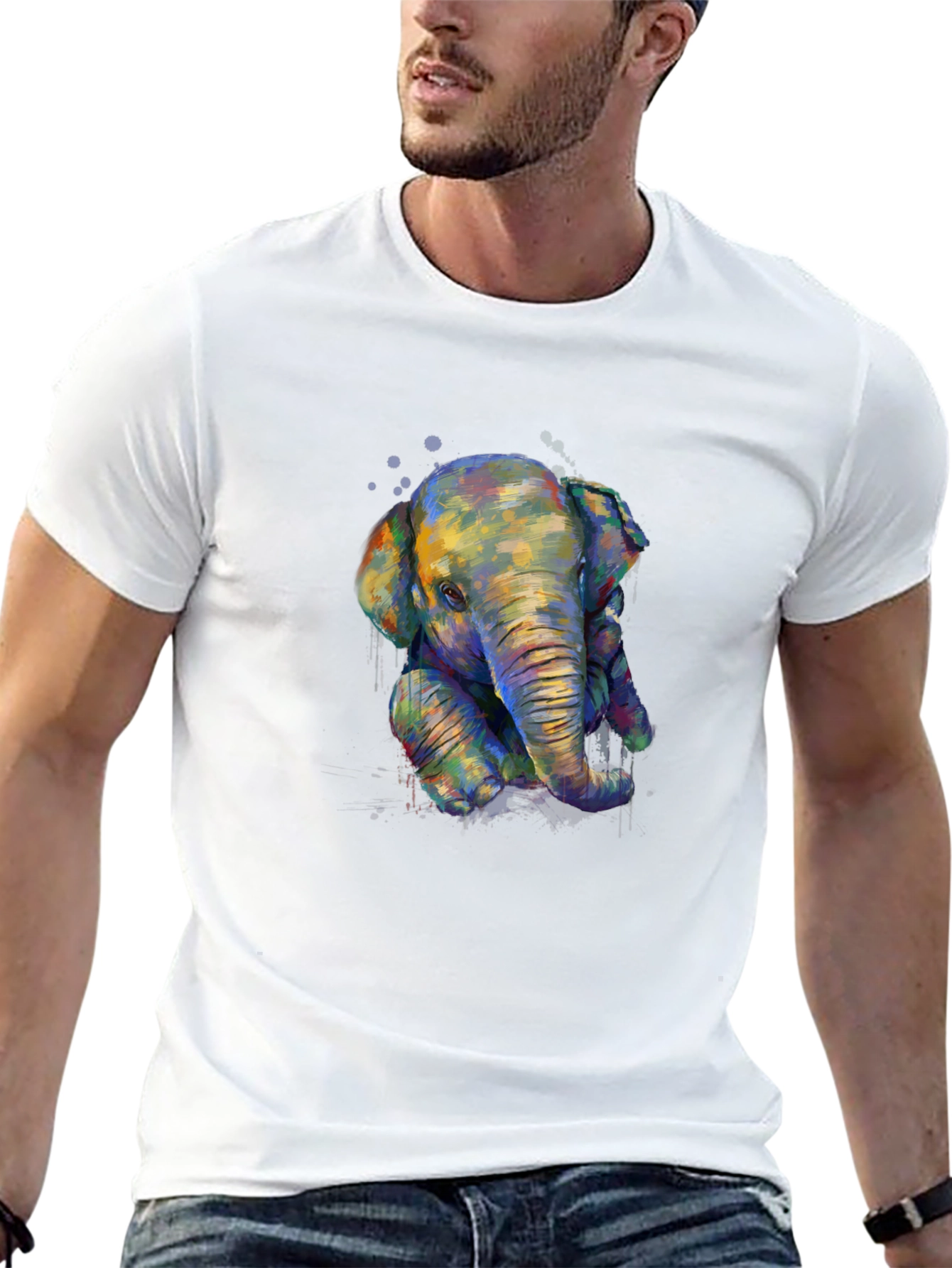 Elephant Graphic Print T-Shirt - Casual Style