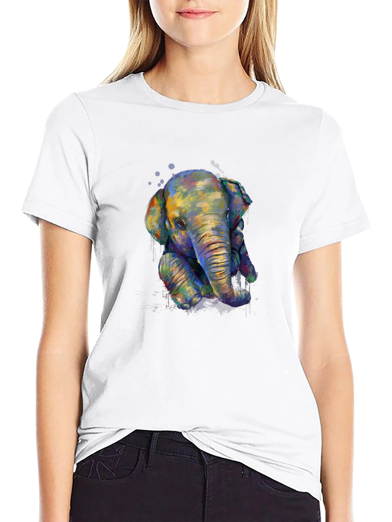 Elephant Graphic Print T-Shirt - Casual Style