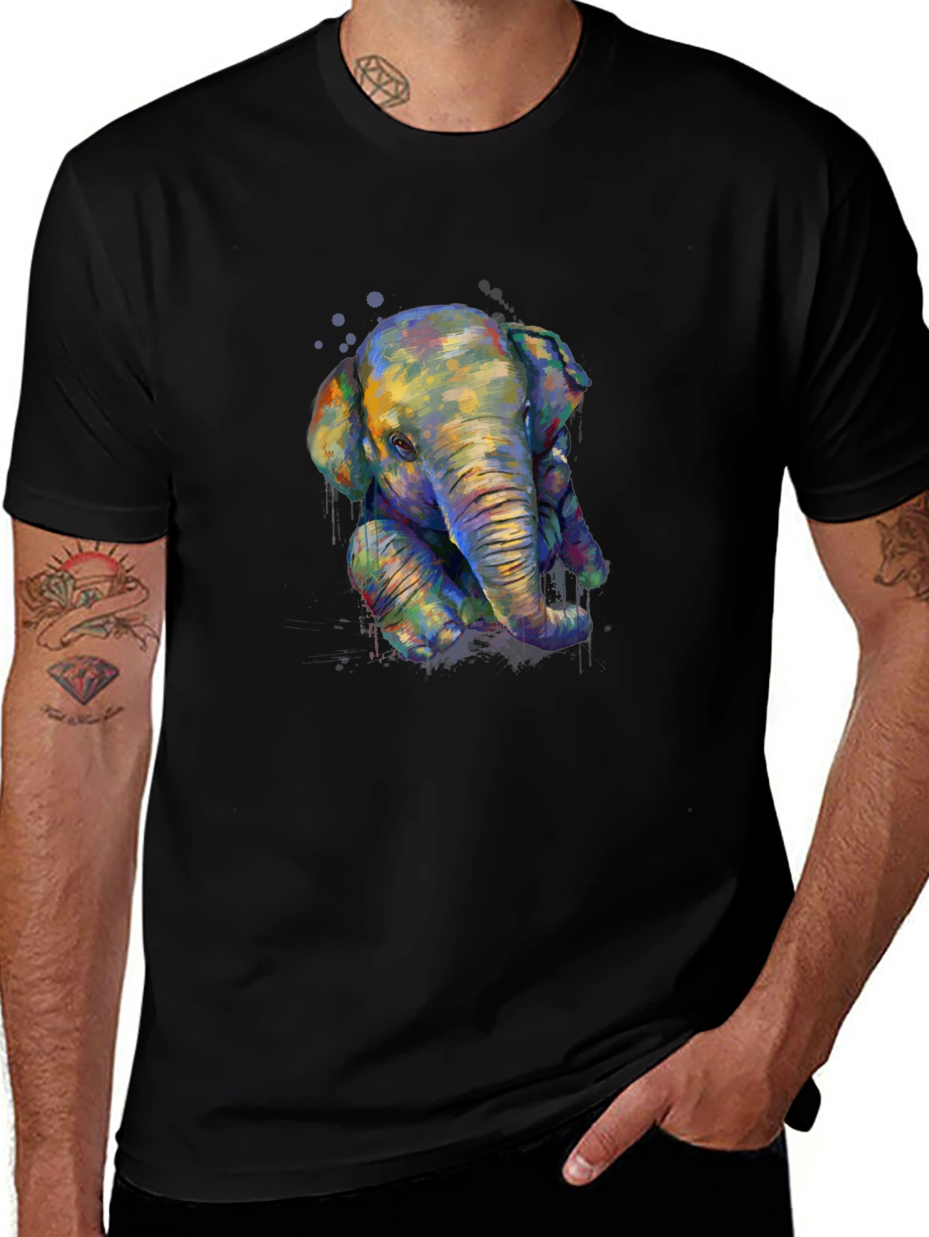 Elephant Graphic Print T-Shirt - Casual Style