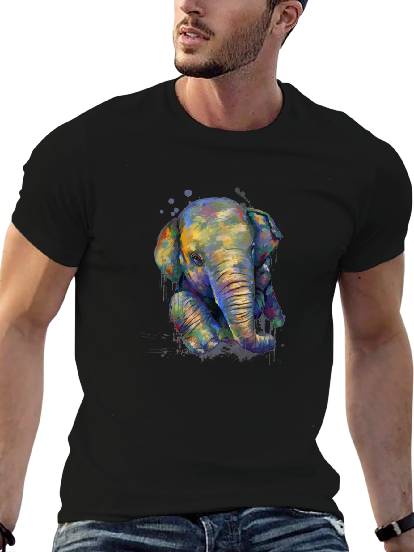 Elephant Graphic Print T-Shirt - Casual Style