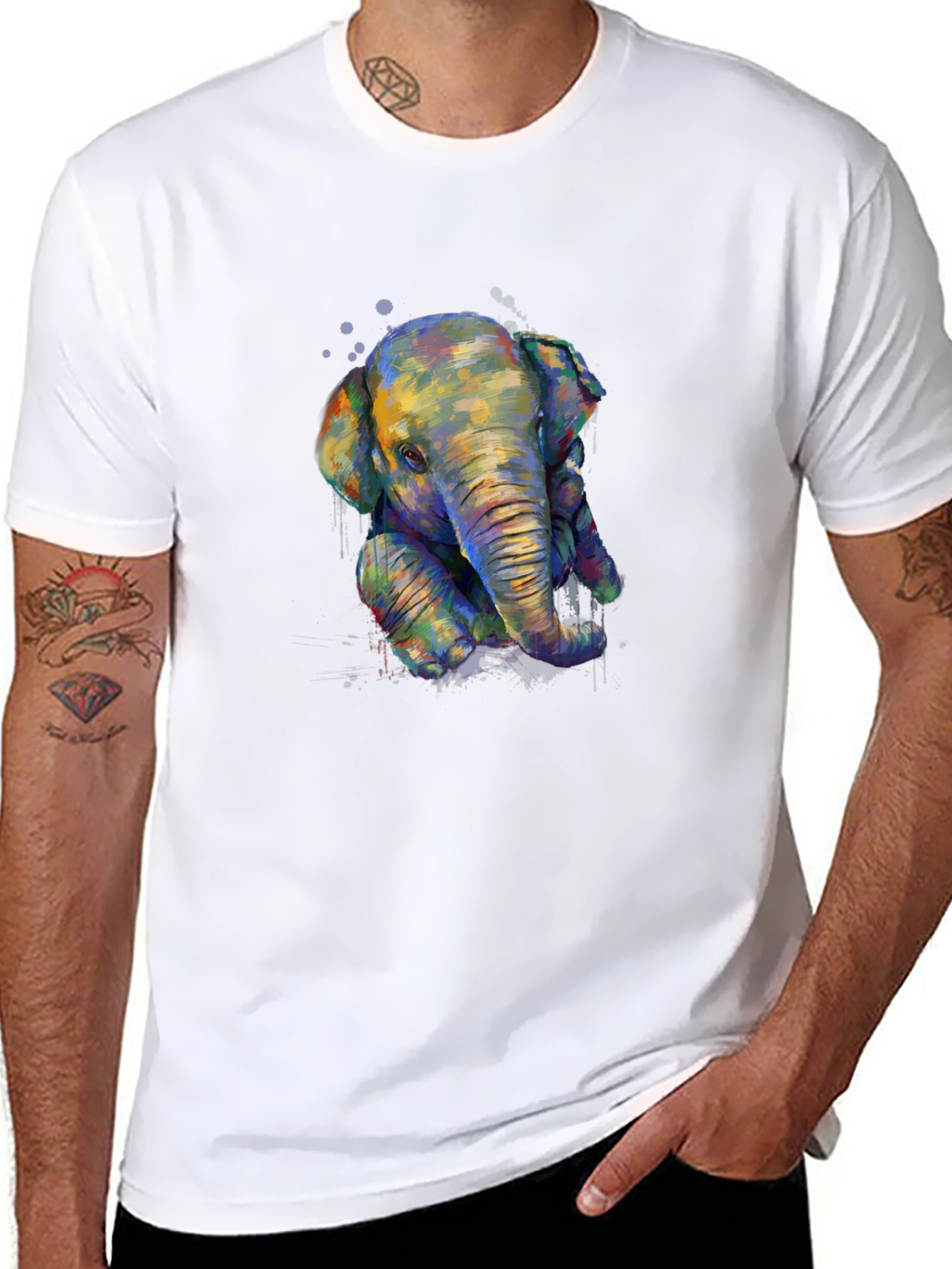 Elephant Graphic Print T-Shirt - Casual Style