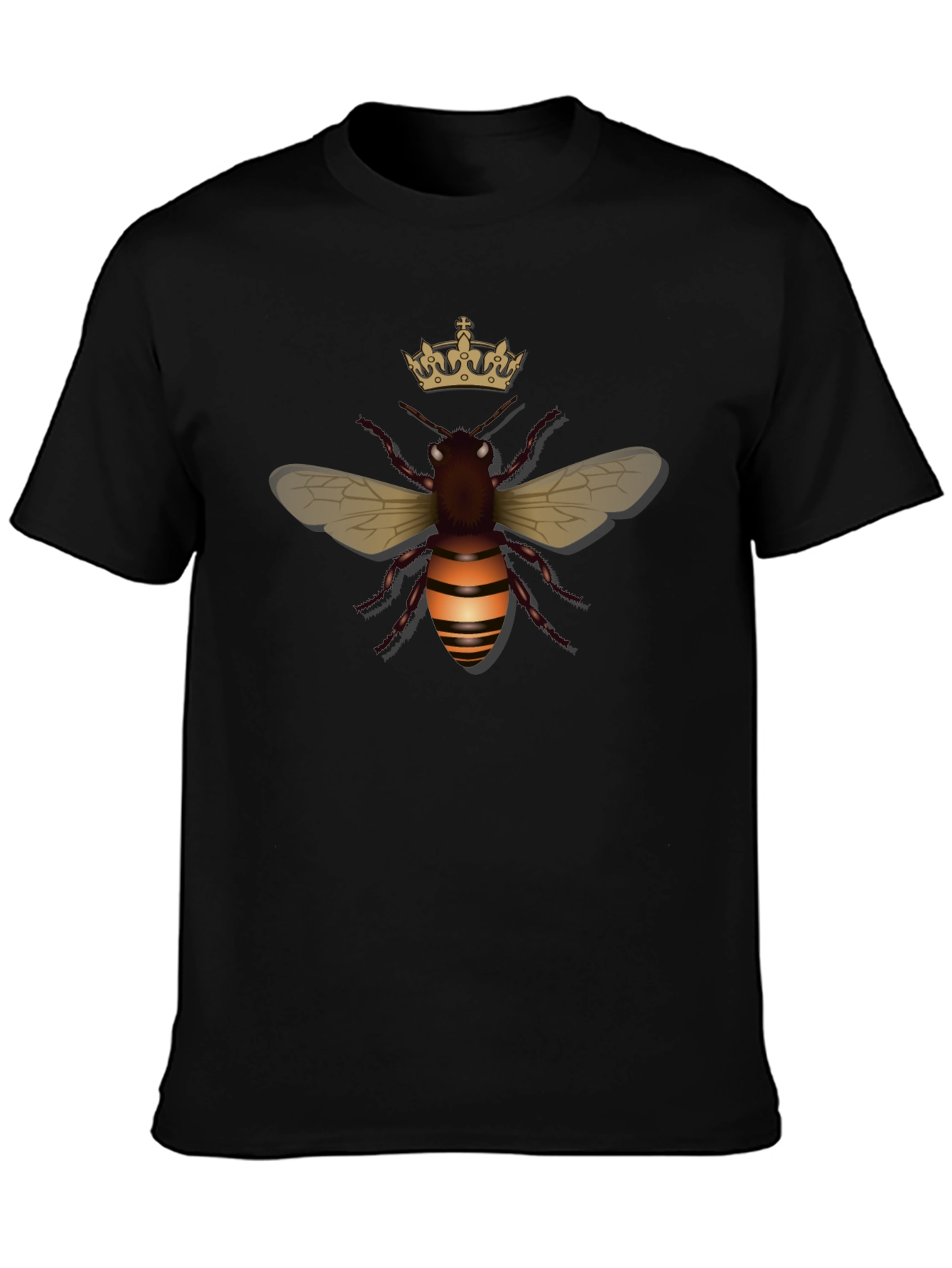 Crowned Bee Graphic Tee - Stylish Black T-Shirt