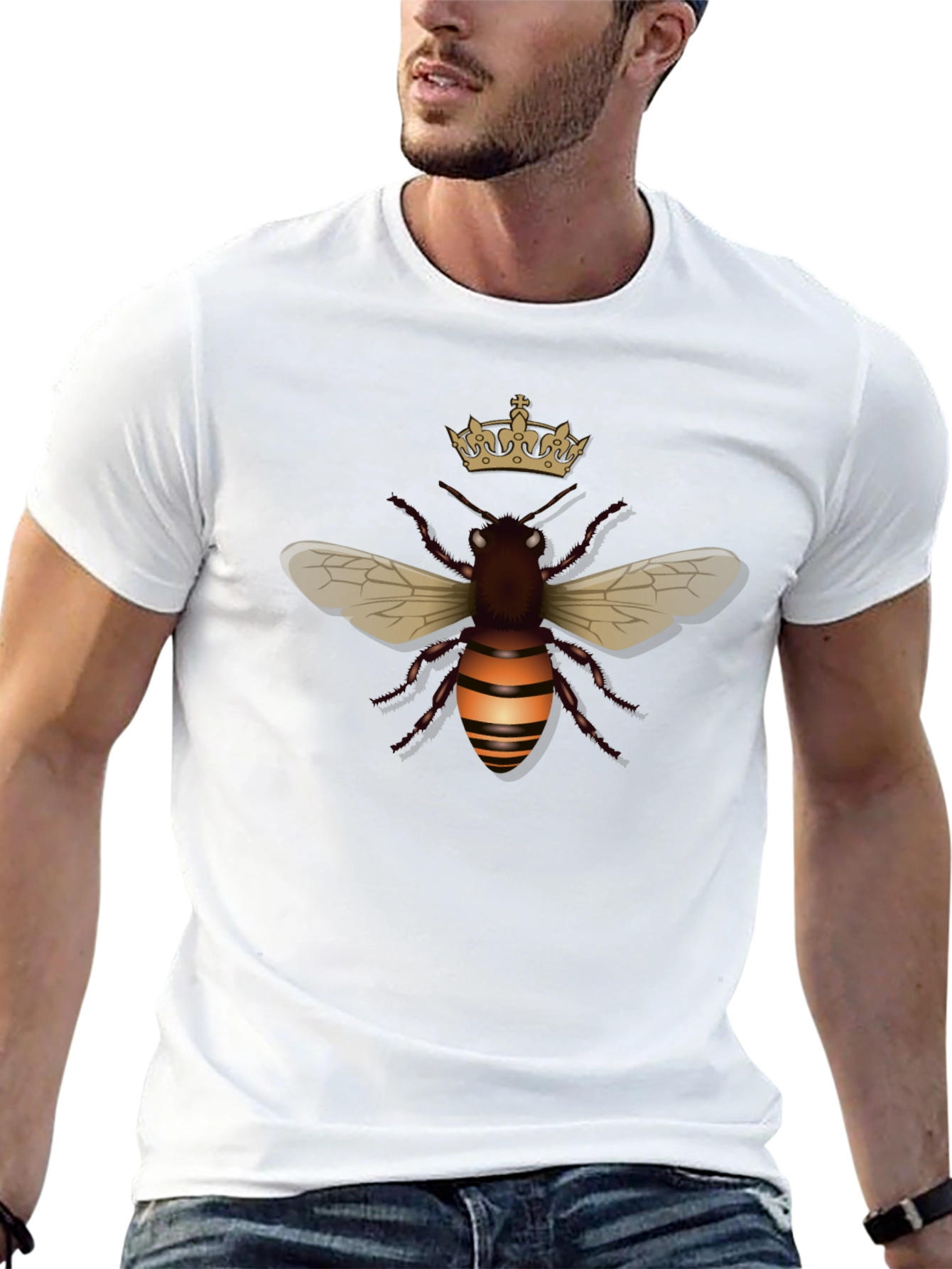 Crowned Bee Graphic Tee - Stylish Black T-Shirt