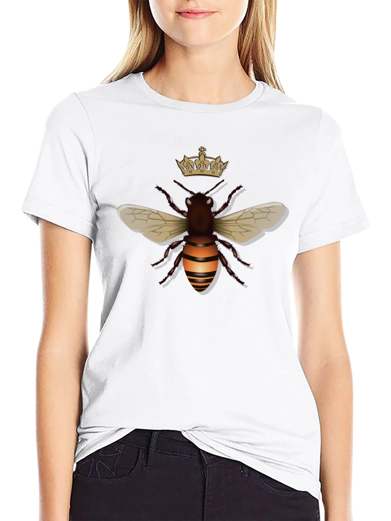 Crowned Bee Graphic Tee - Stylish Black T-Shirt