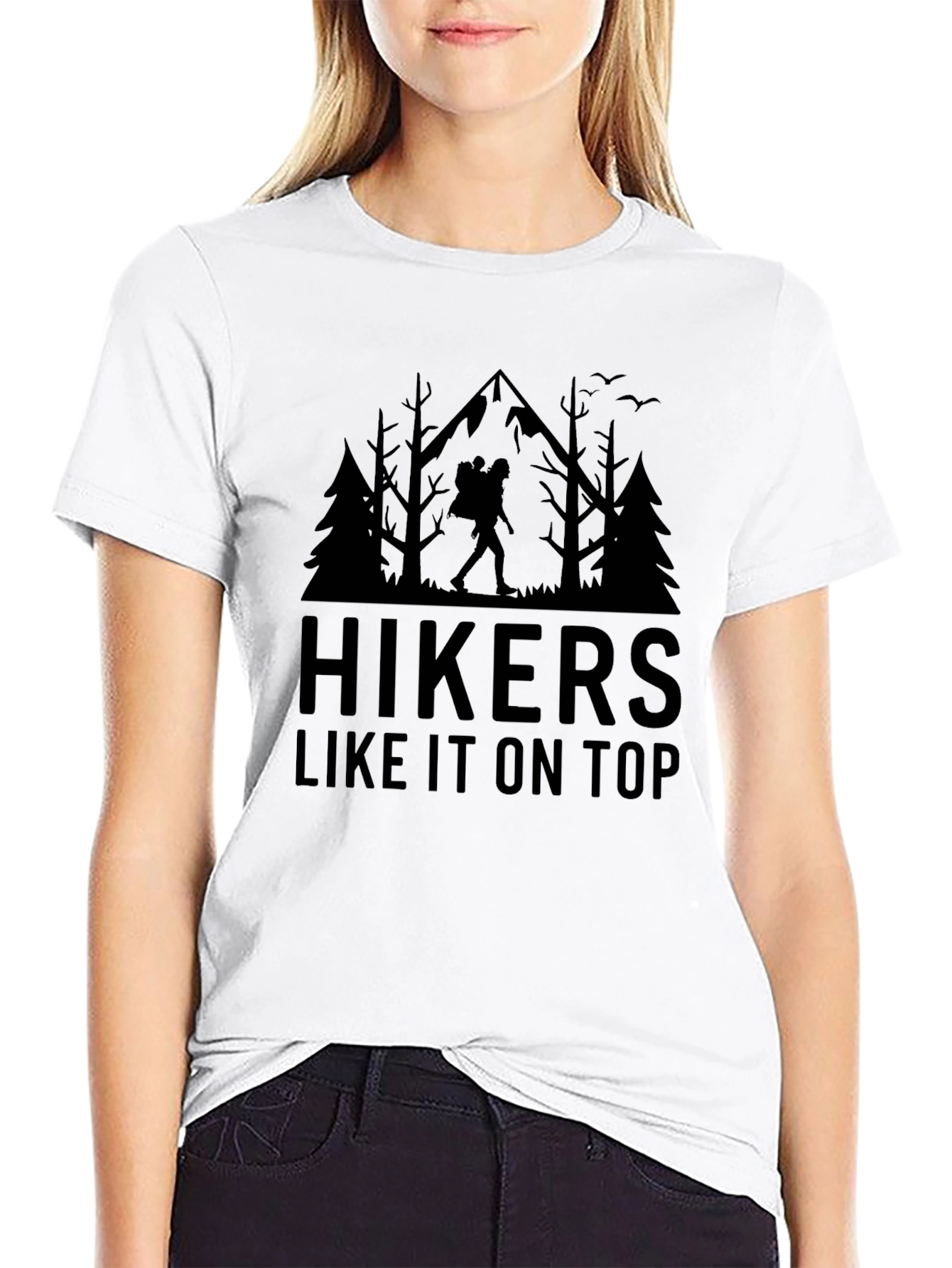 Hikers Like It On Top Black Graphic Tee