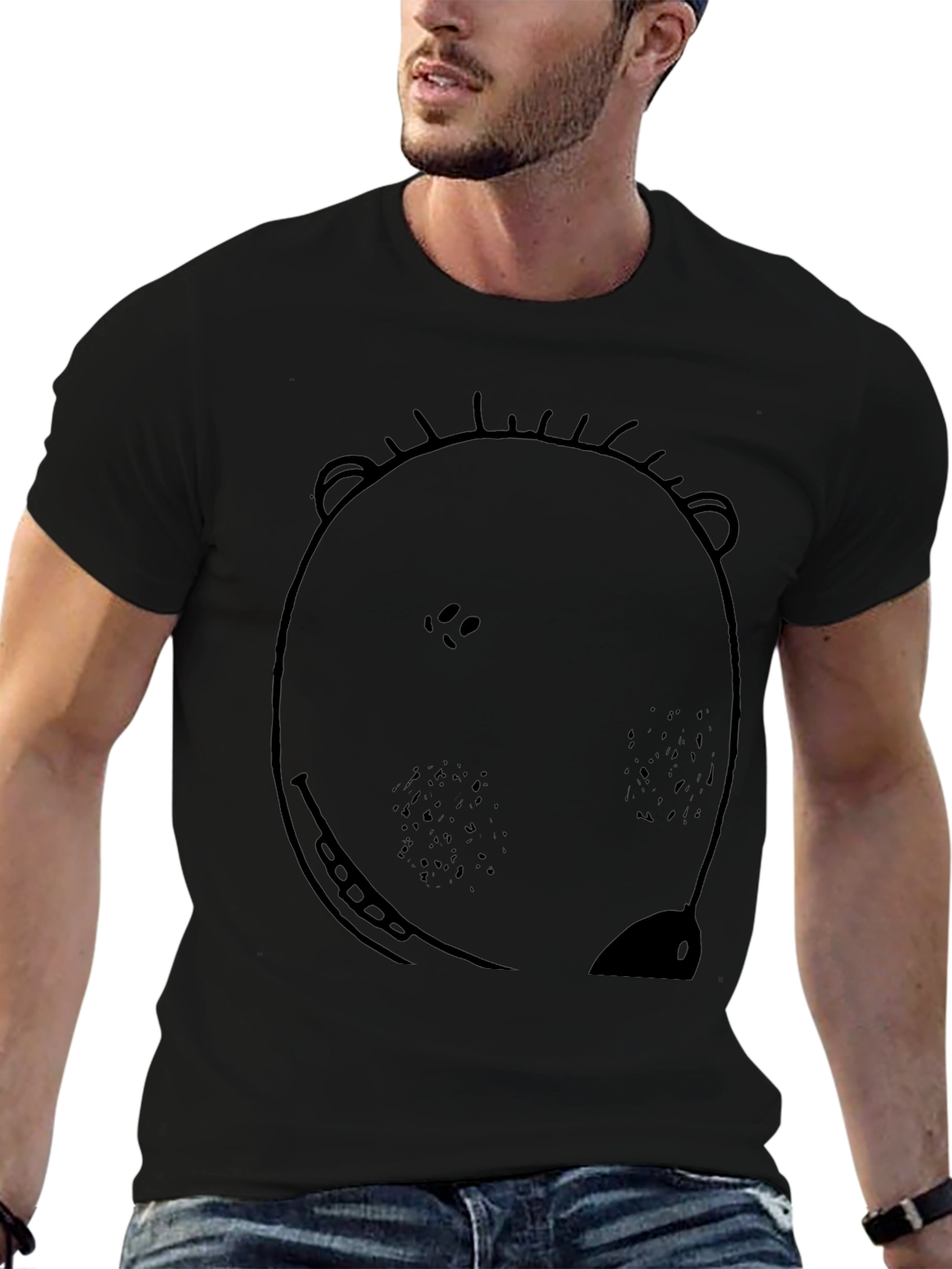 Bear Graphic Print Black T-Shirt for Men