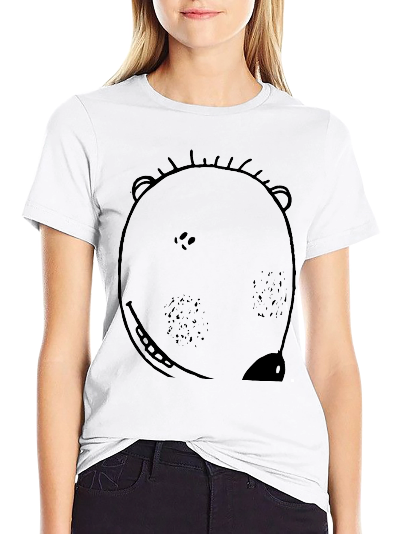 Bear Graphic Print Black T-Shirt for Men
