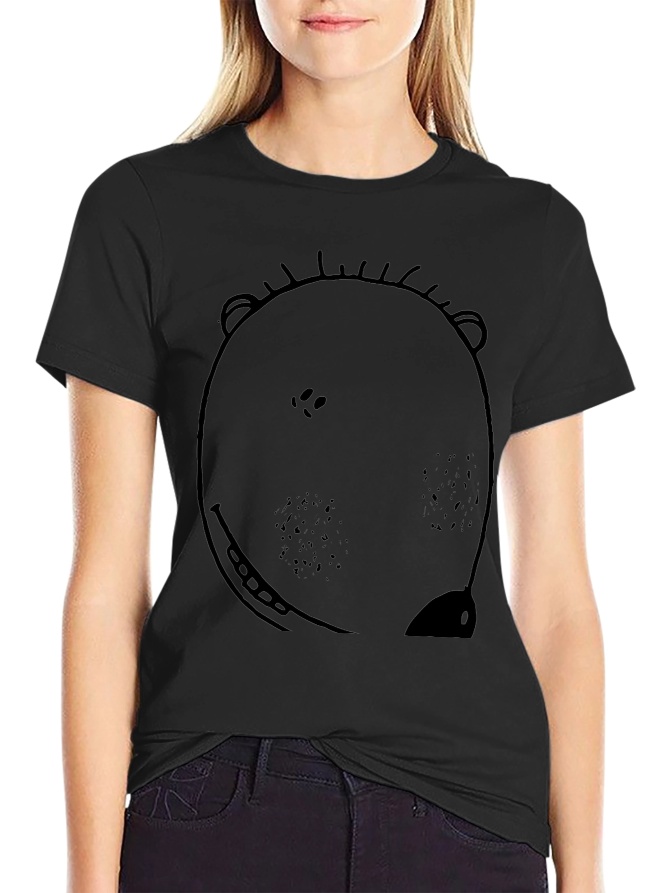 Bear Graphic Print Black T-Shirt for Men