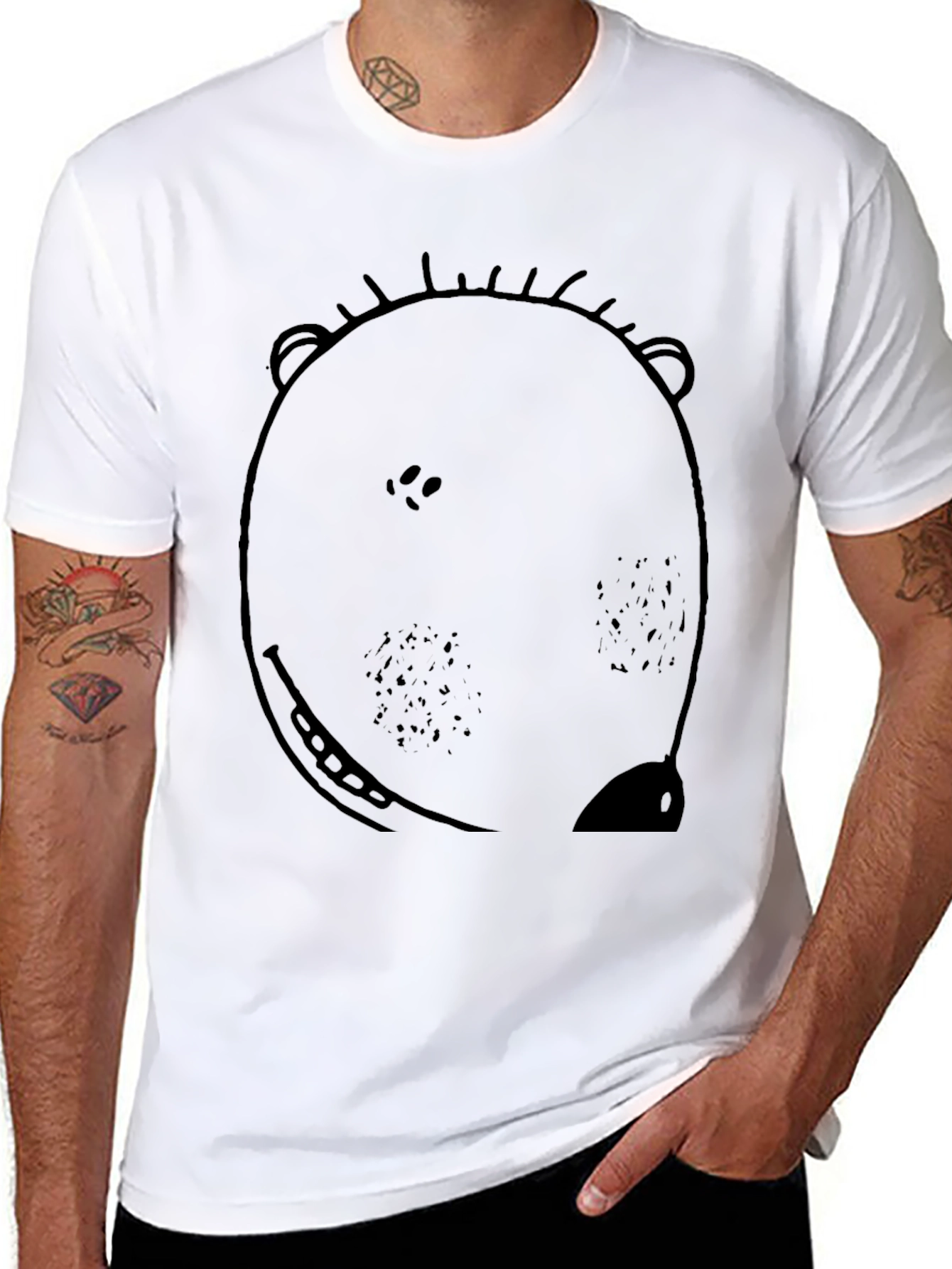 Bear Graphic Print Black T-Shirt for Men