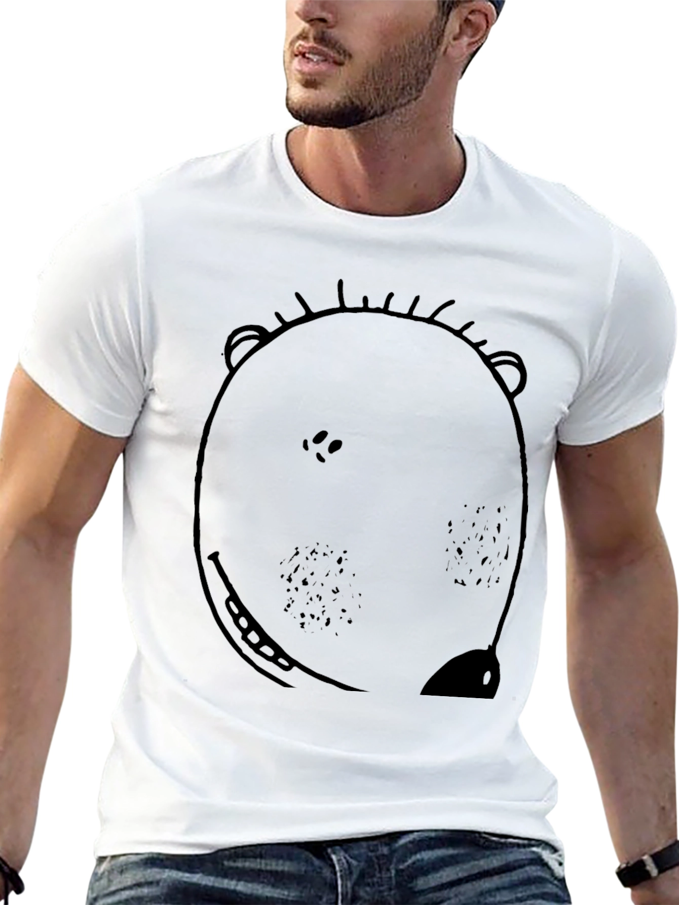 Bear Graphic Print Black T-Shirt for Men