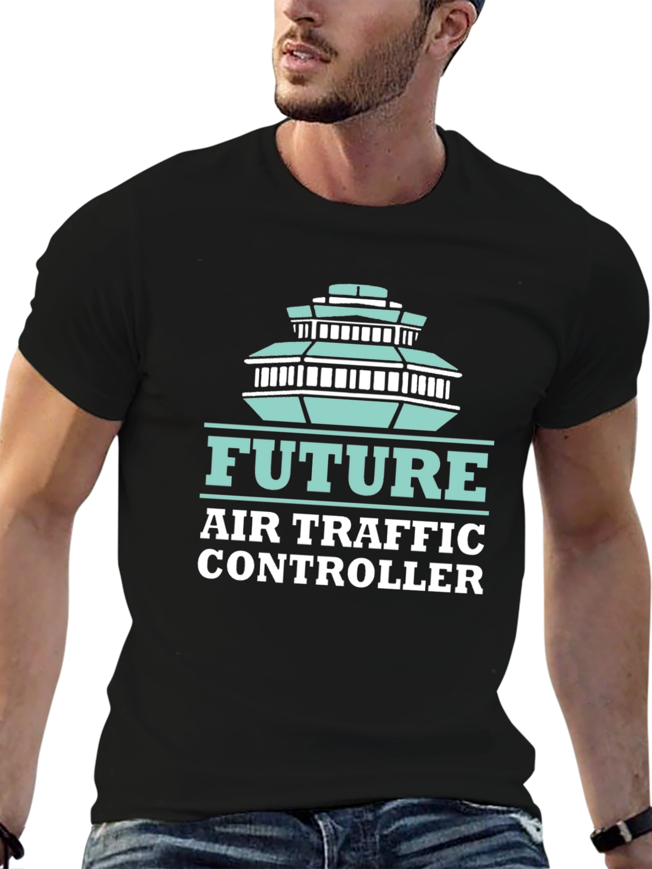 Future Air Traffic Controller Black Graphic Tee