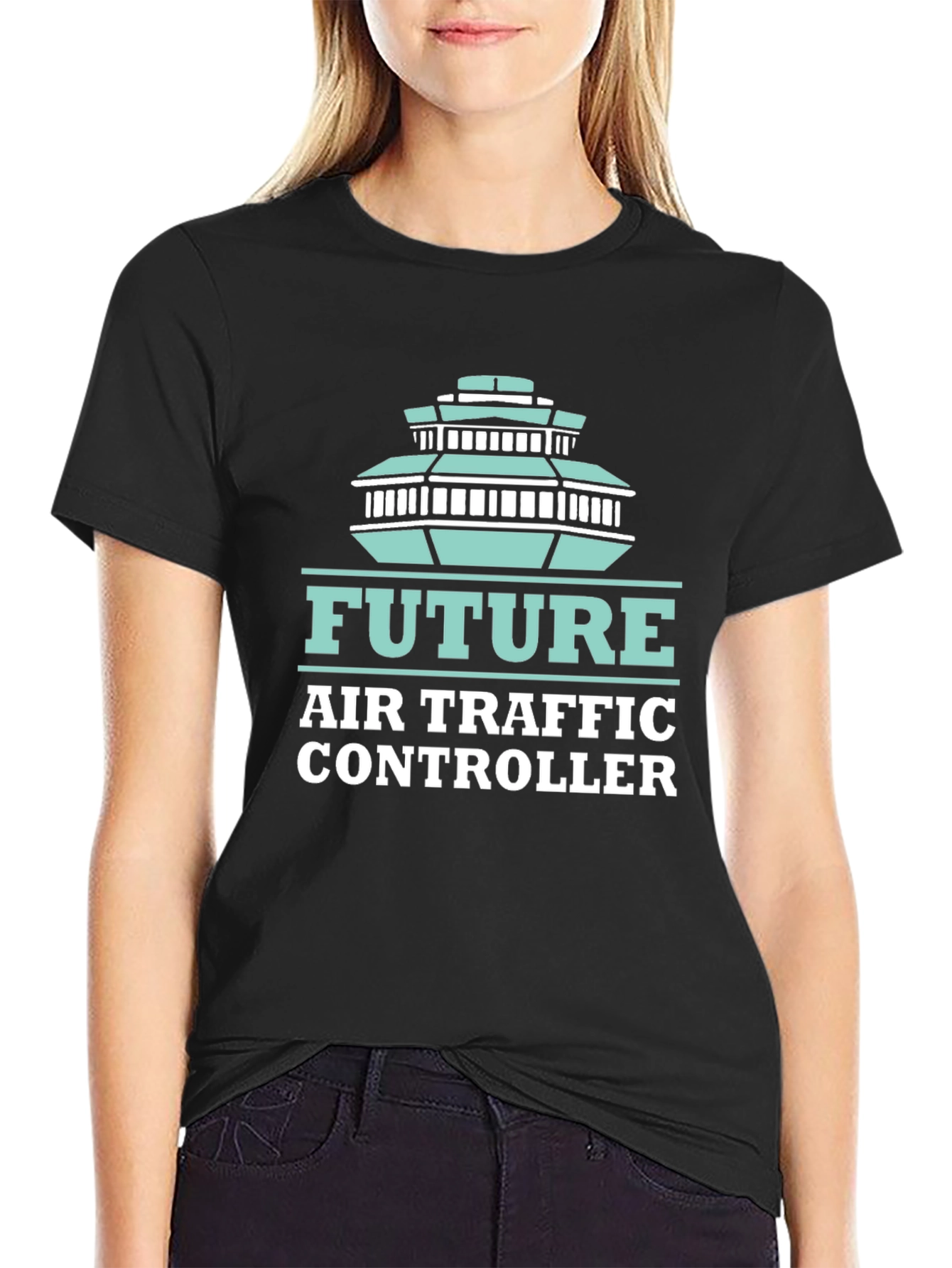Future Air Traffic Controller Black Graphic Tee