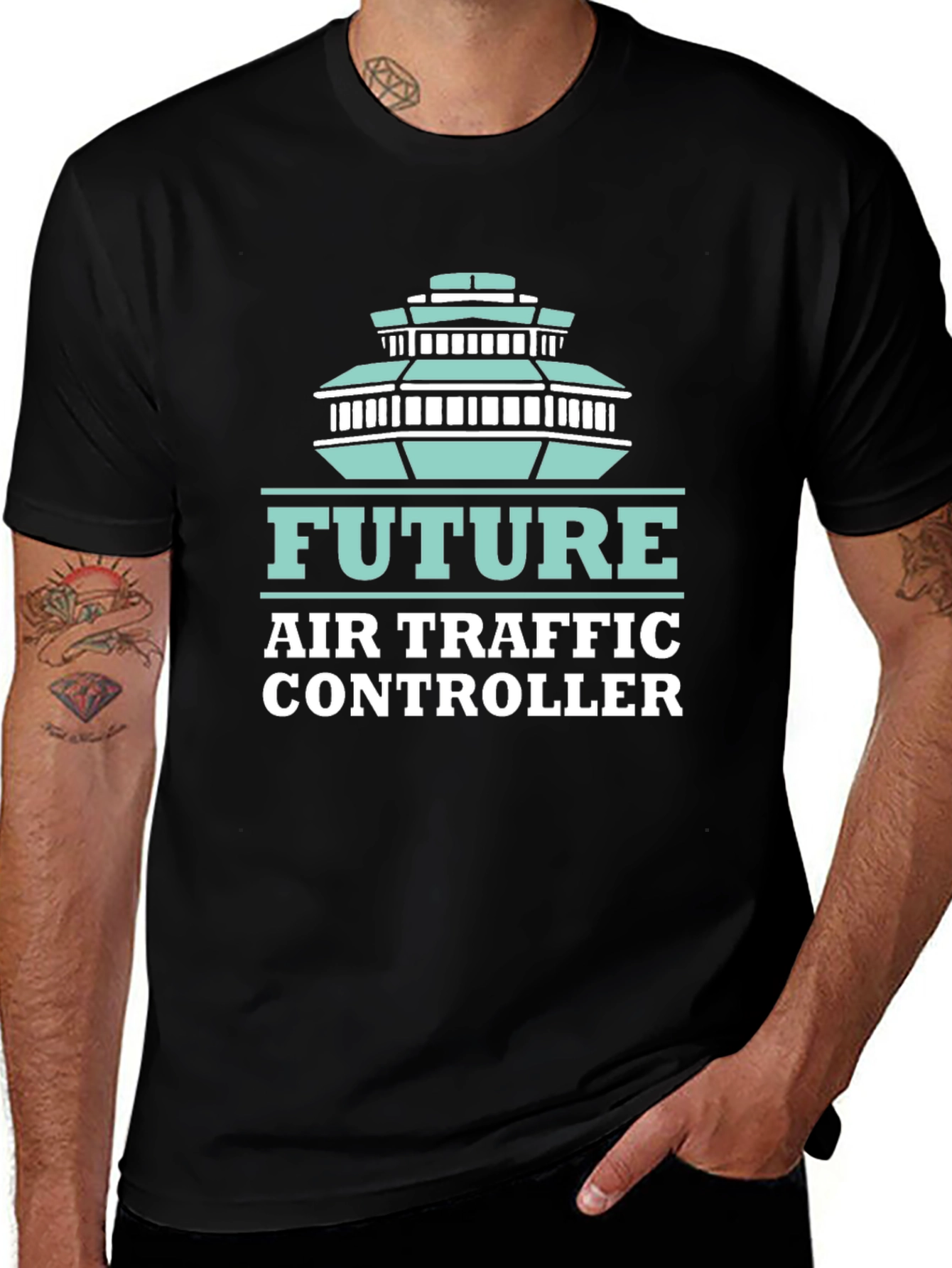 Future Air Traffic Controller Black Graphic Tee