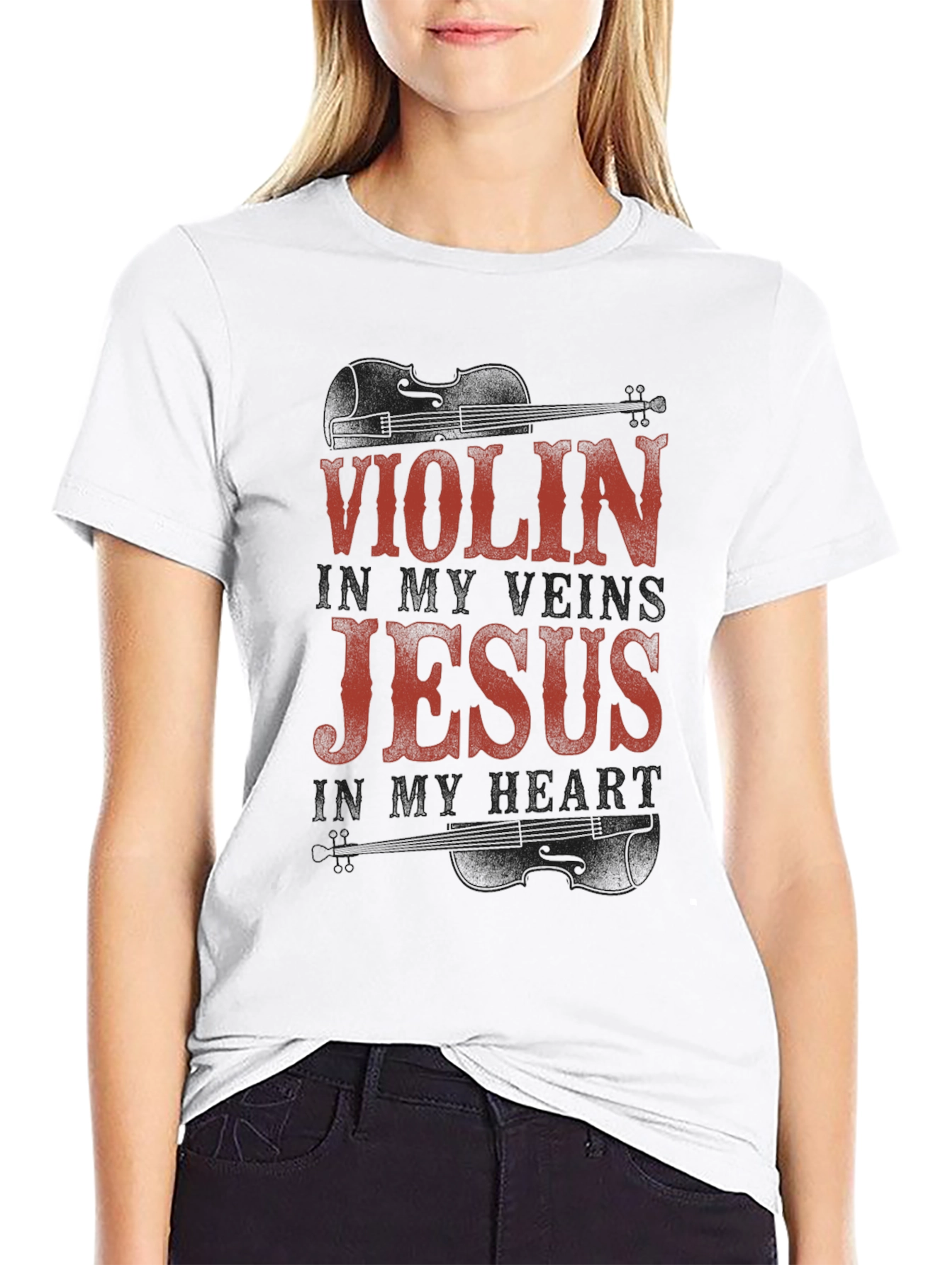 Violin & Jesus Black T-Shirt