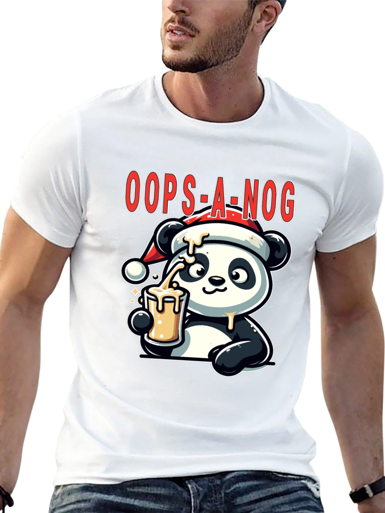 Oops-A-Nog Panda Christmas T-Shirt