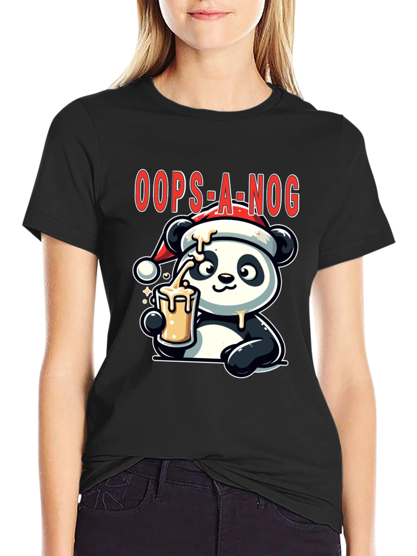 Oops-A-Nog Panda Christmas T-Shirt