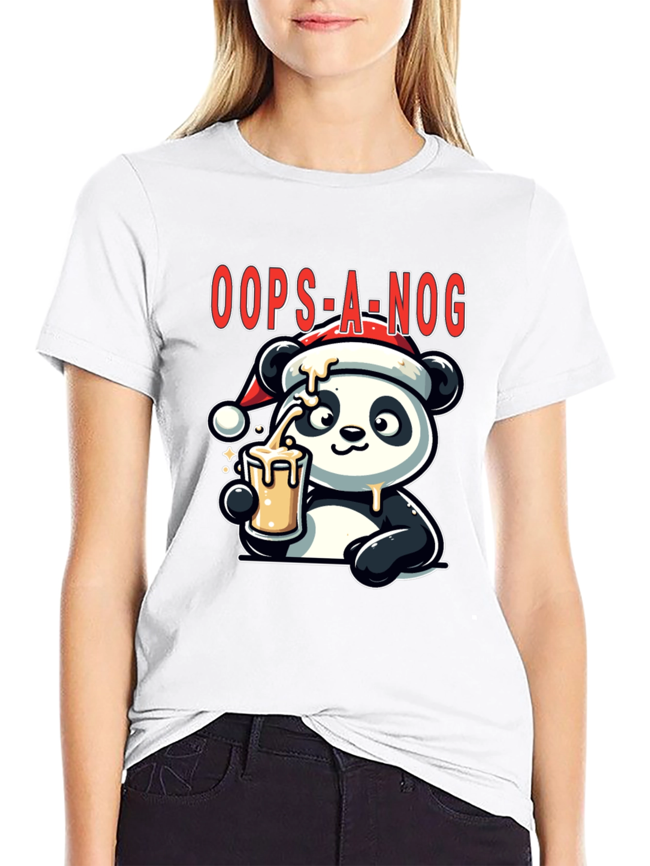Oops-A-Nog Panda Christmas T-Shirt