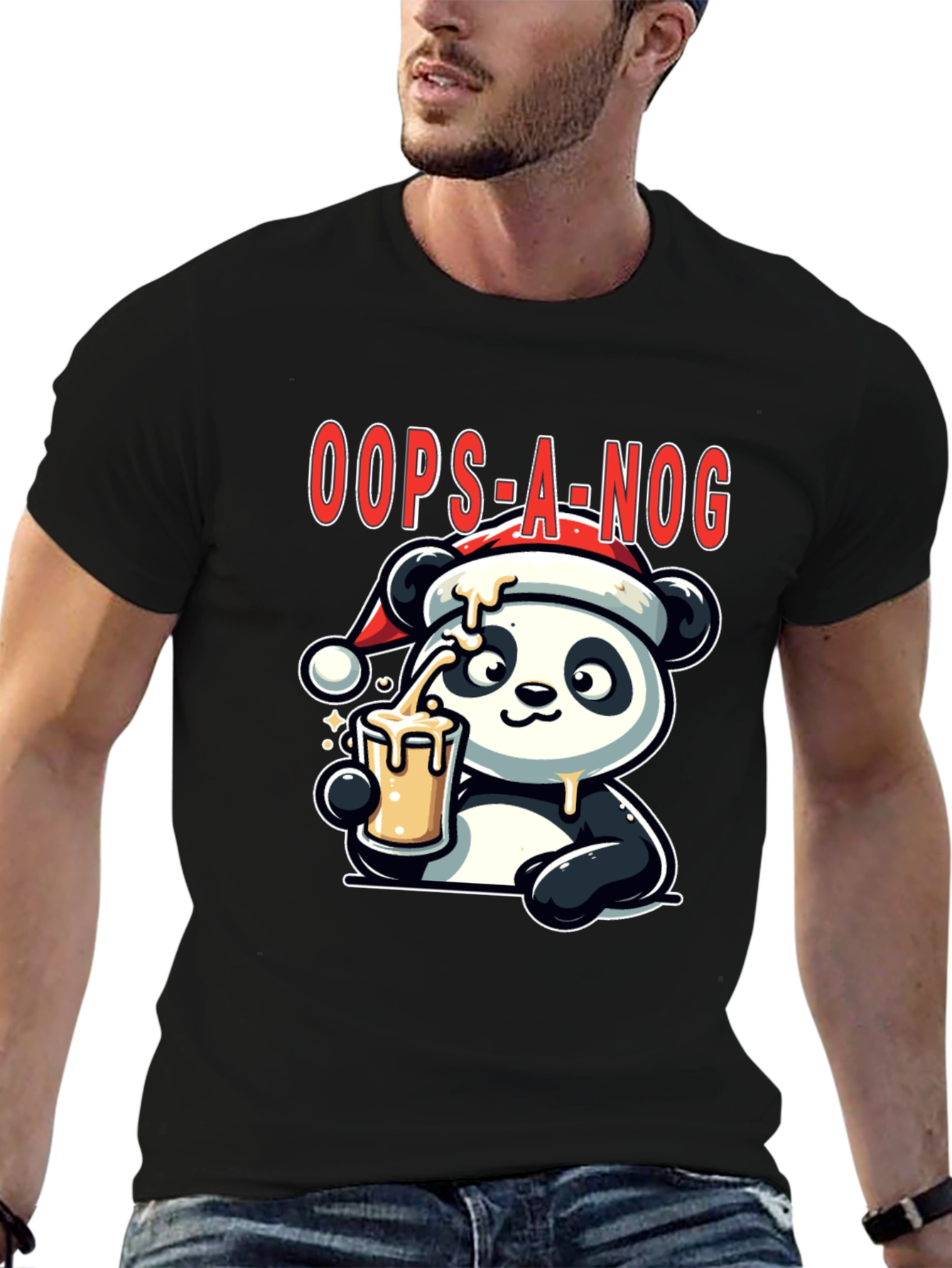 Oops-A-Nog Panda Christmas T-Shirt