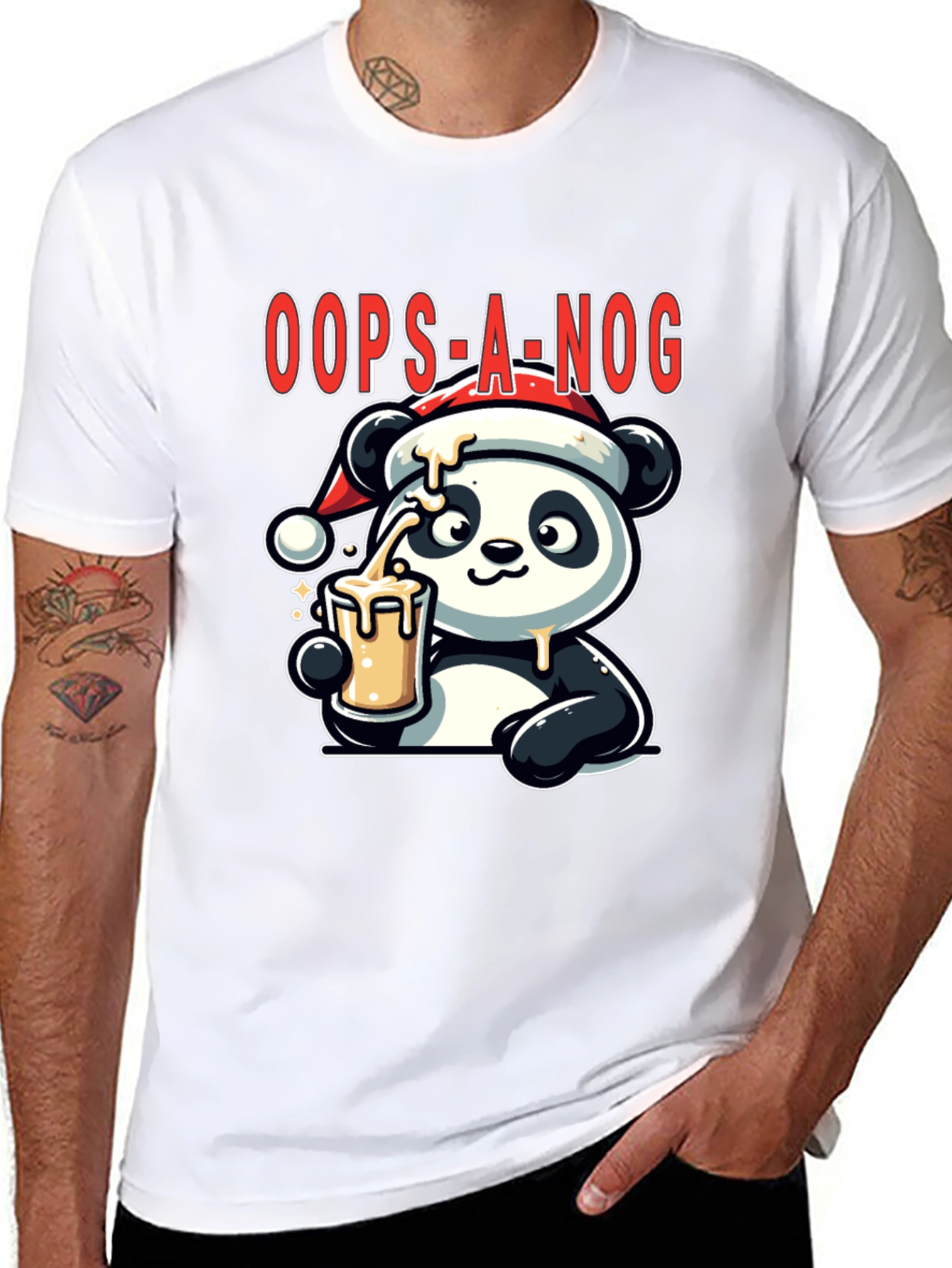 Oops-A-Nog Panda Christmas T-Shirt