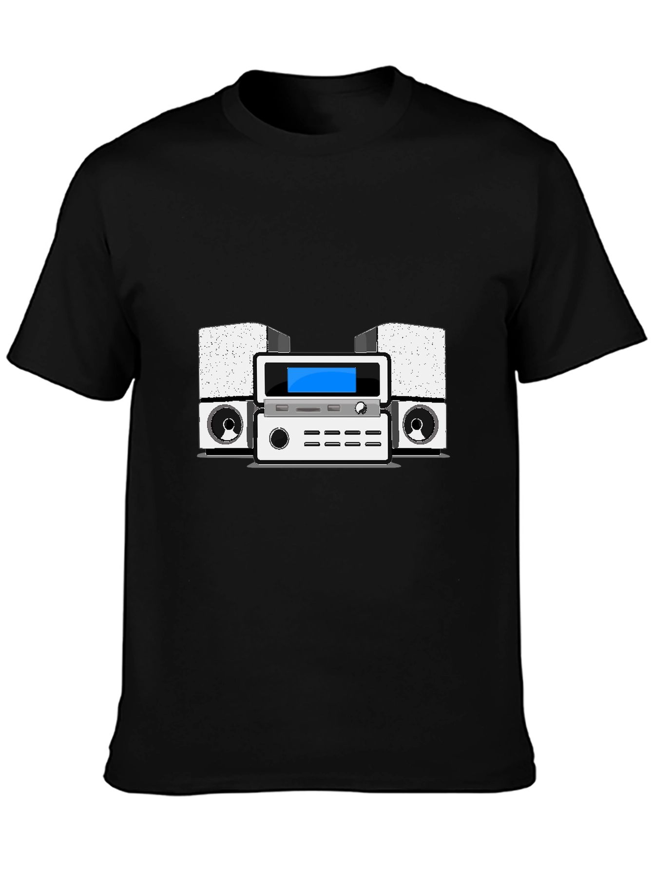 Retro Stereo System Graphic Tee - Black