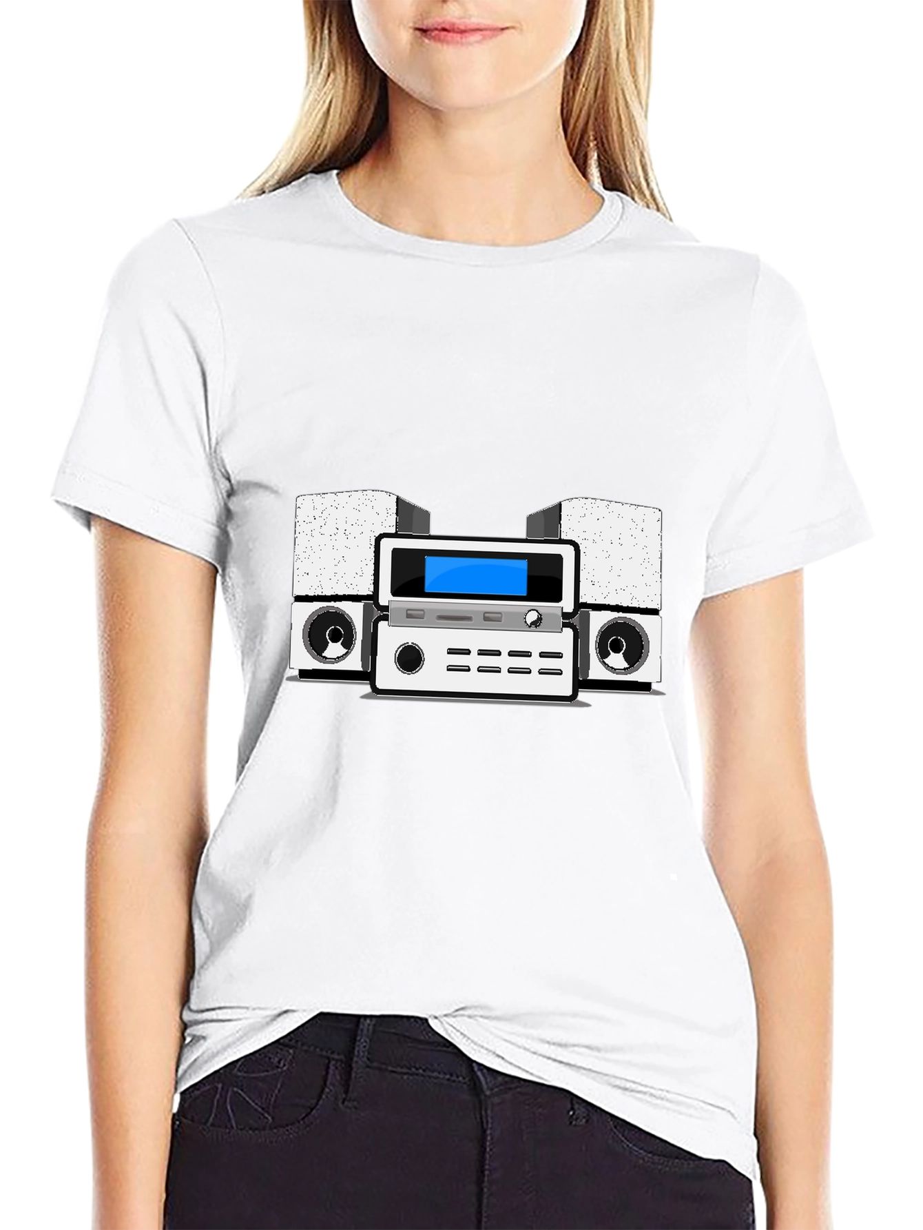 Retro Stereo System Graphic Tee - Black