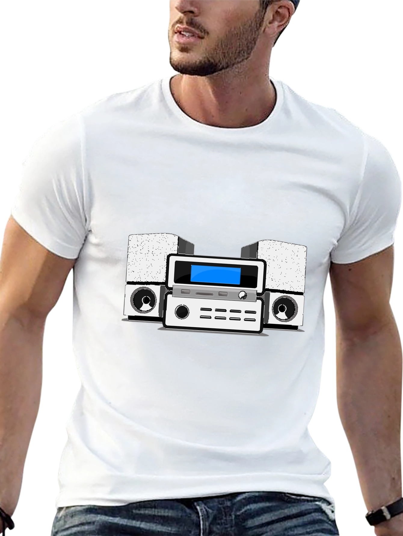 Retro Stereo System Graphic Tee - Black
