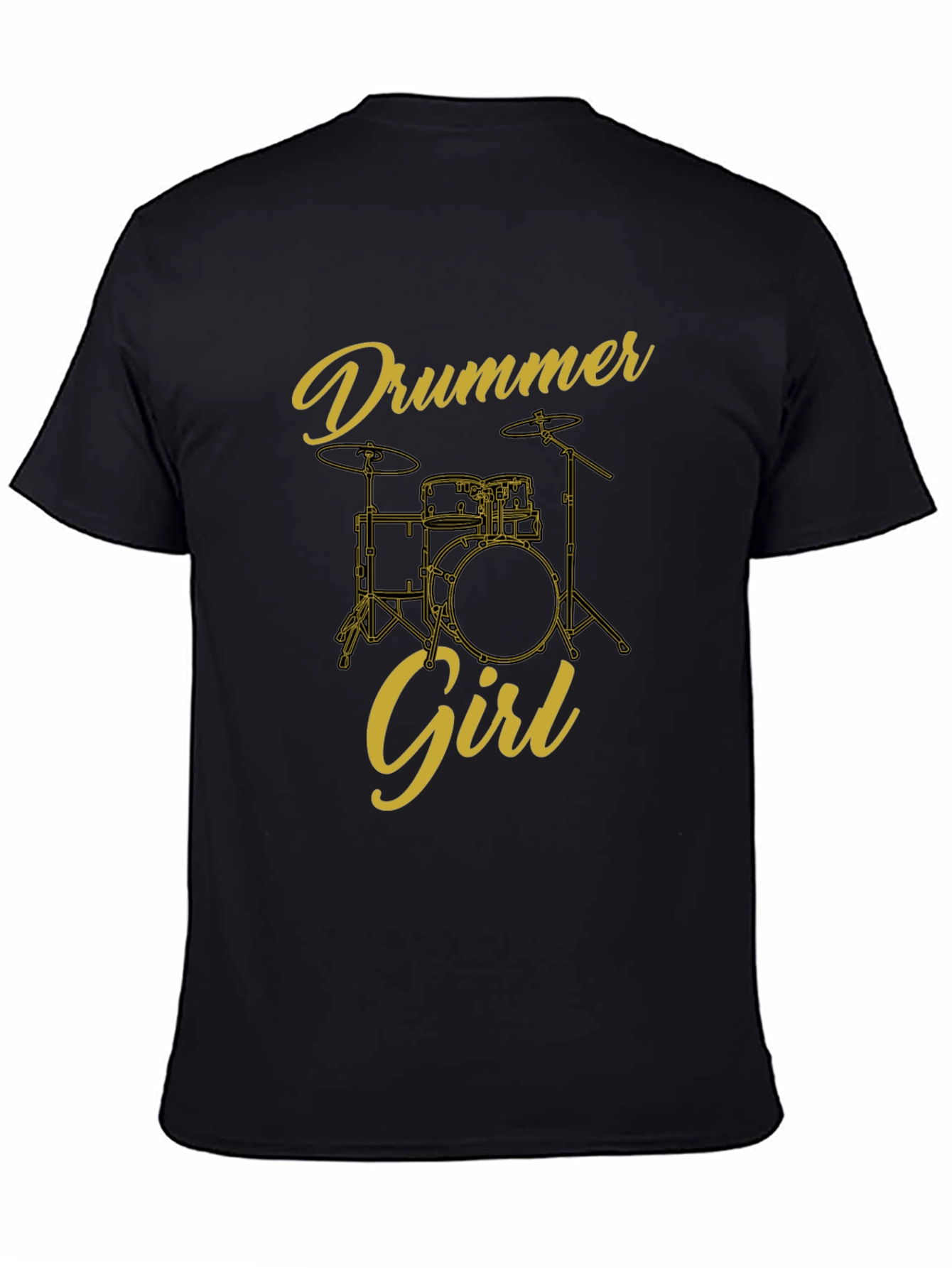Drummer Girl Black T-Shirt - Music Lover Tee