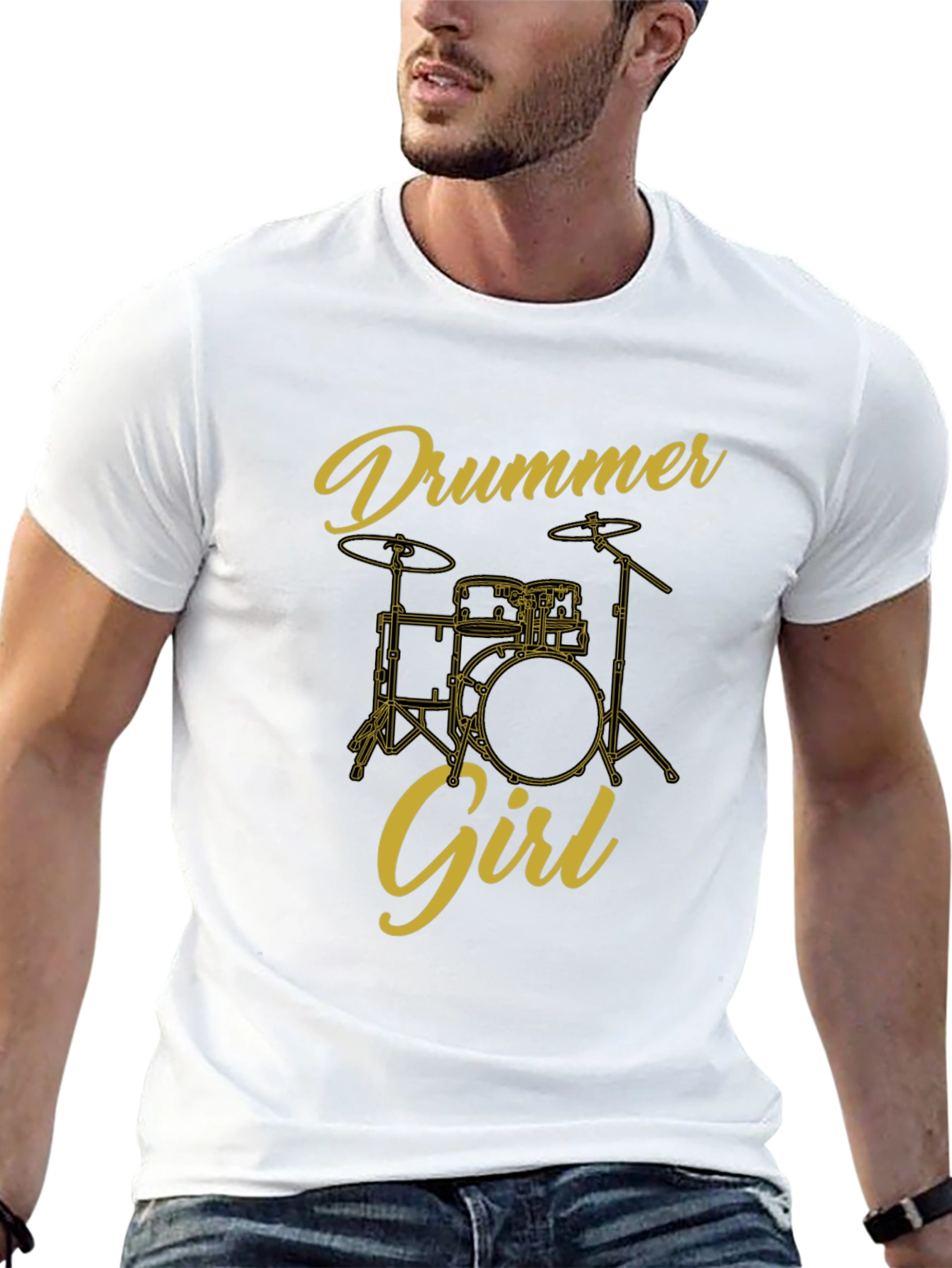 Drummer Girl Black T-Shirt - Music Lover Tee