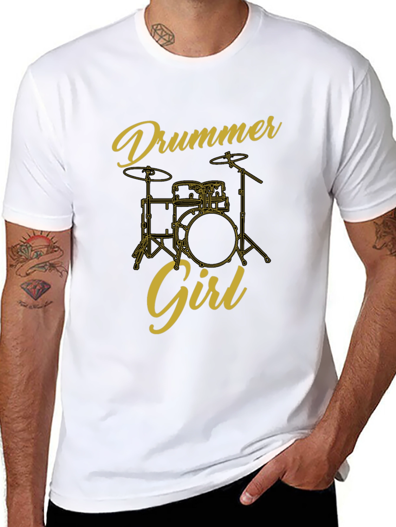 Drummer Girl Black T-Shirt - Music Lover Tee