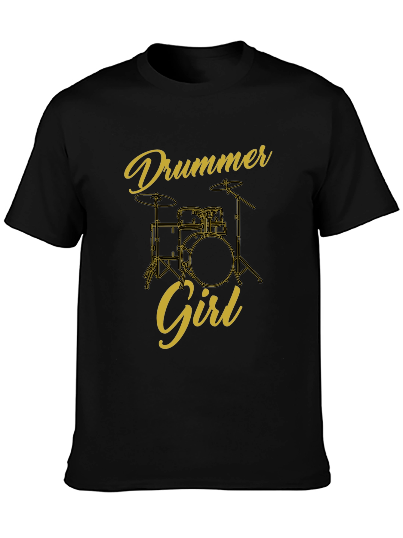 Drummer Girl Black T-Shirt - Music Lover Tee