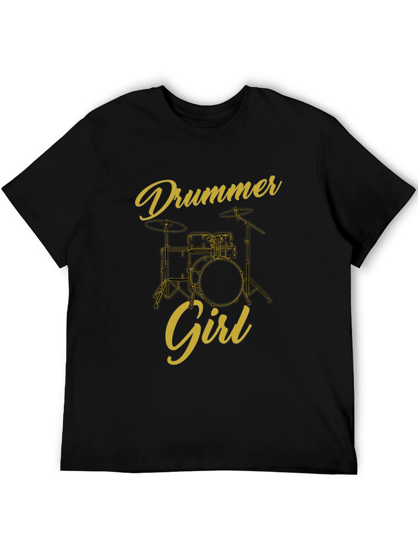 Drummer Girl Black T-Shirt - Music Lover Tee