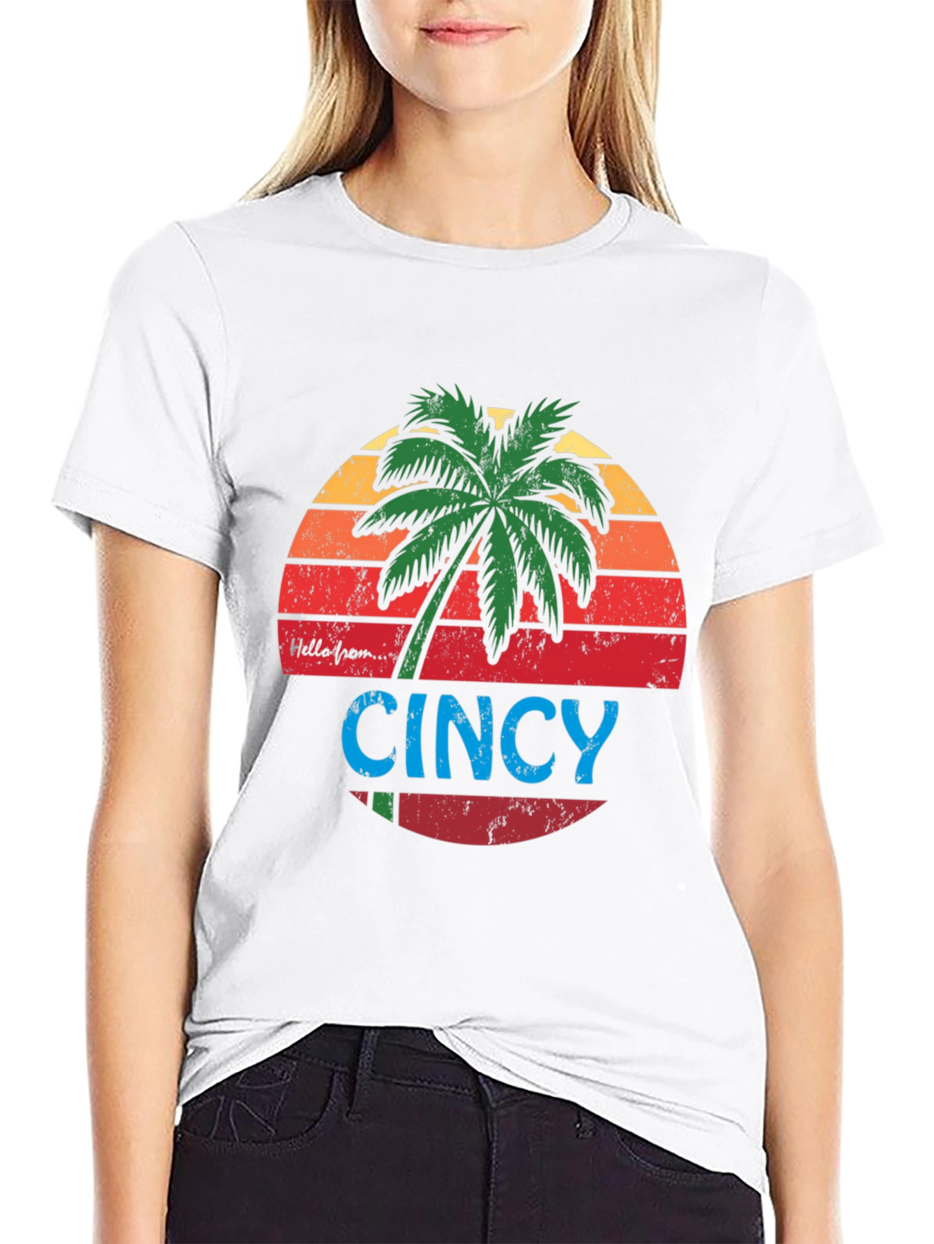 Cincy Palm Tree Graphic Tee - Black