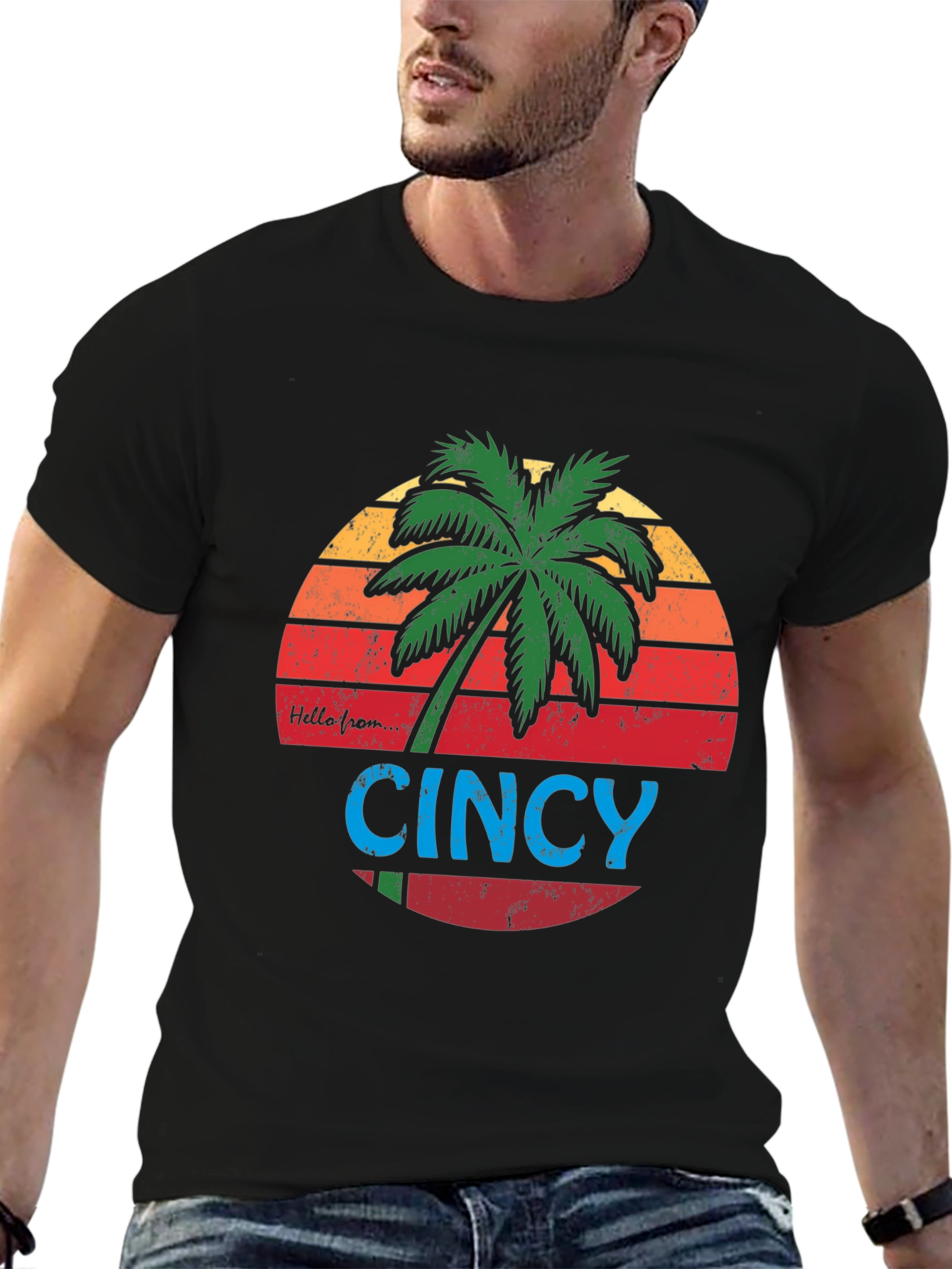 Cincy Palm Tree Graphic Tee - Black