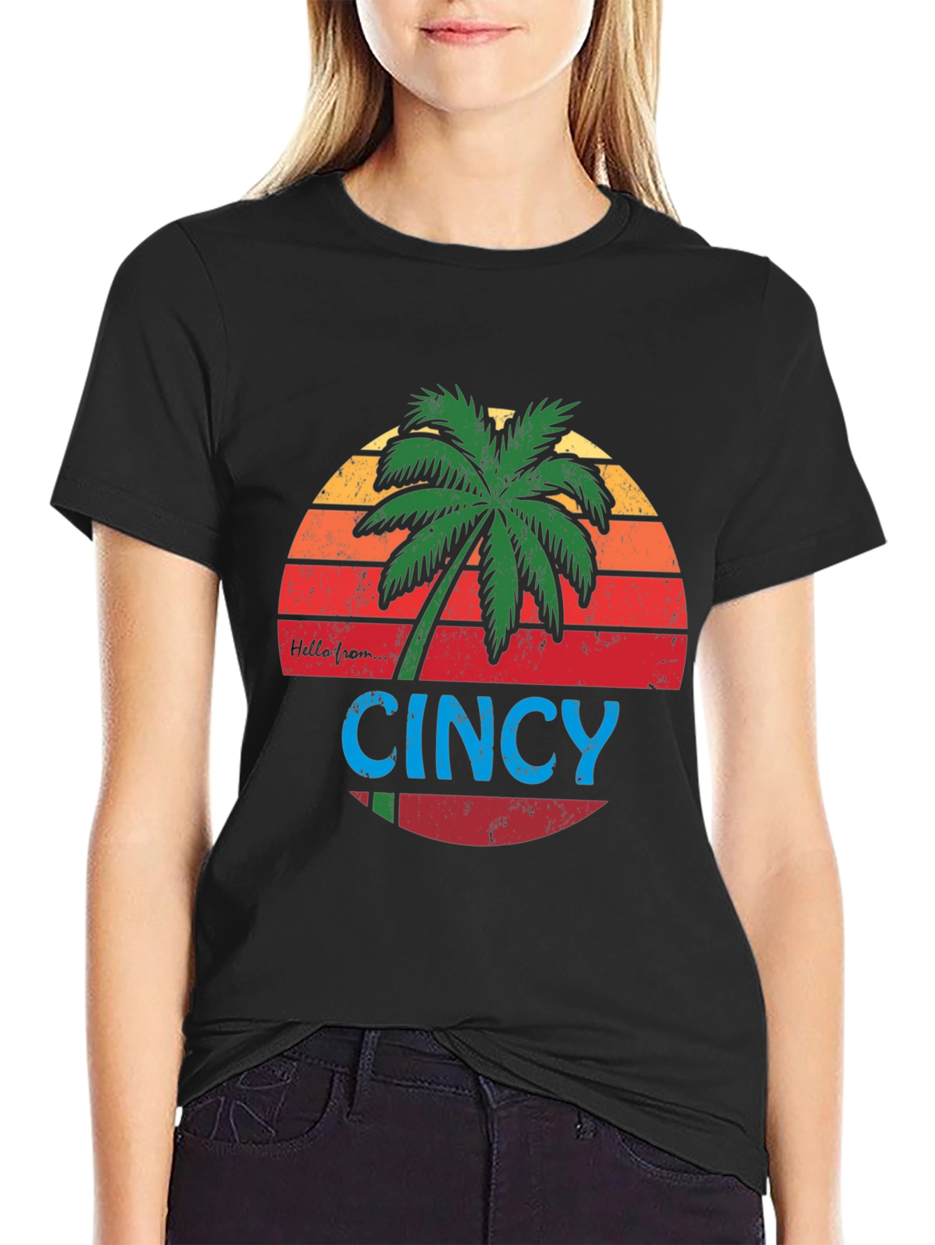 Cincy Palm Tree Graphic Tee - Black