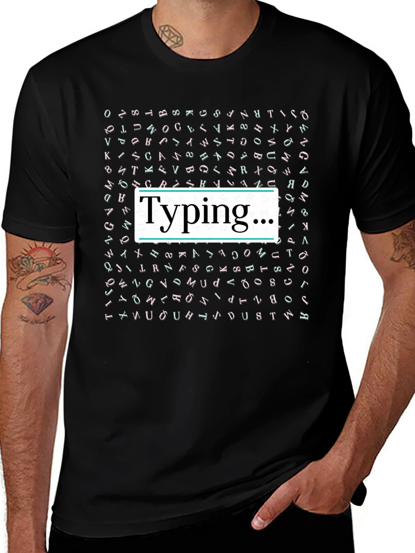 Typing... Black Graphic T-Shirt