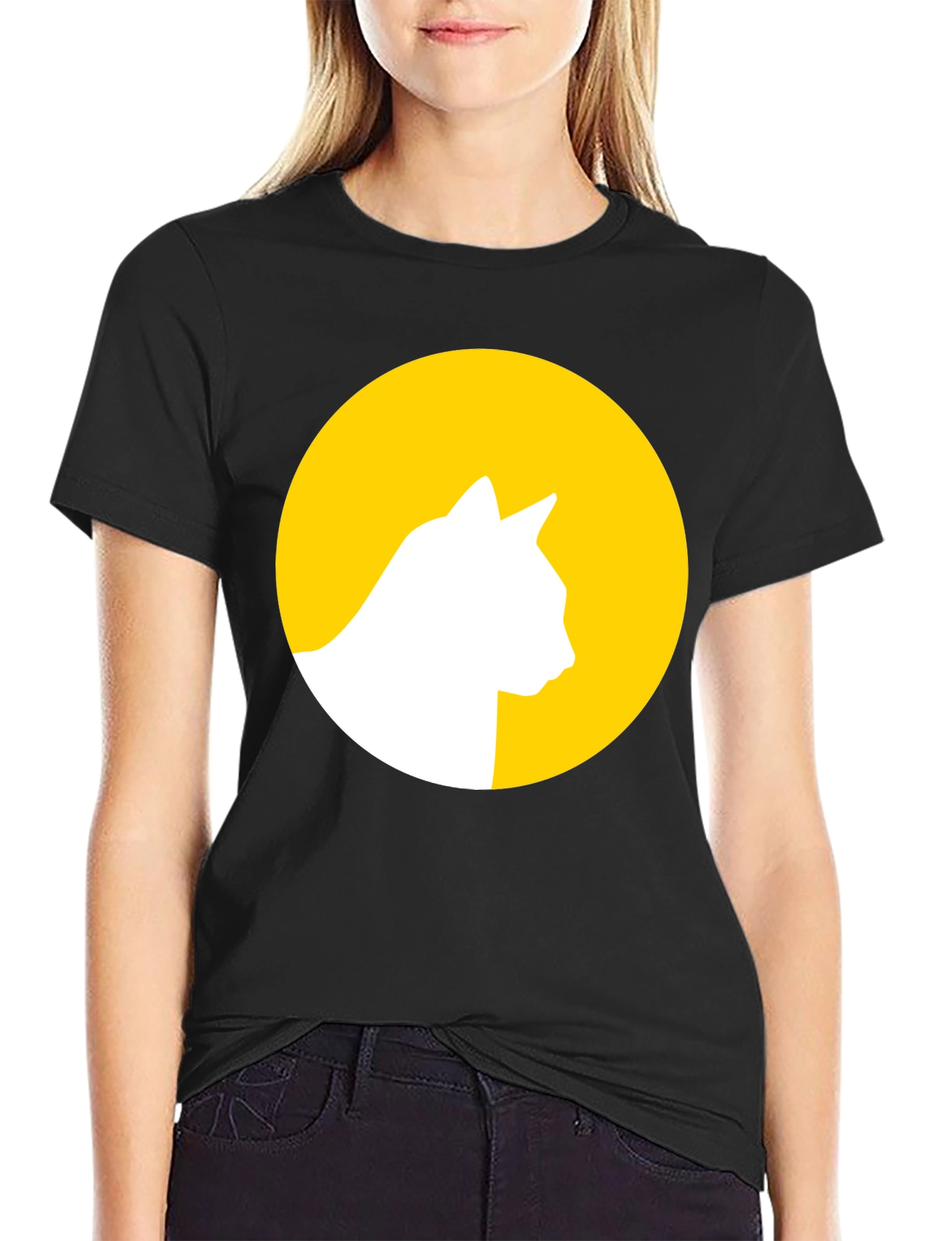 Cat Silhouette Moon Graphic Tee