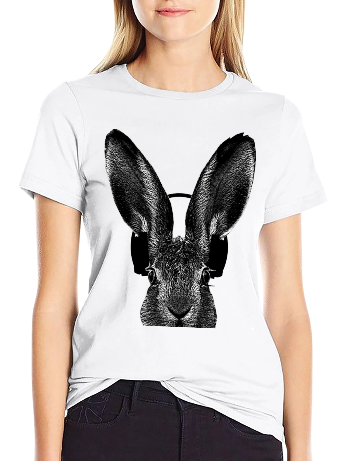 Rabbit DJ Graphic T-Shirt - Cool Animal Tee