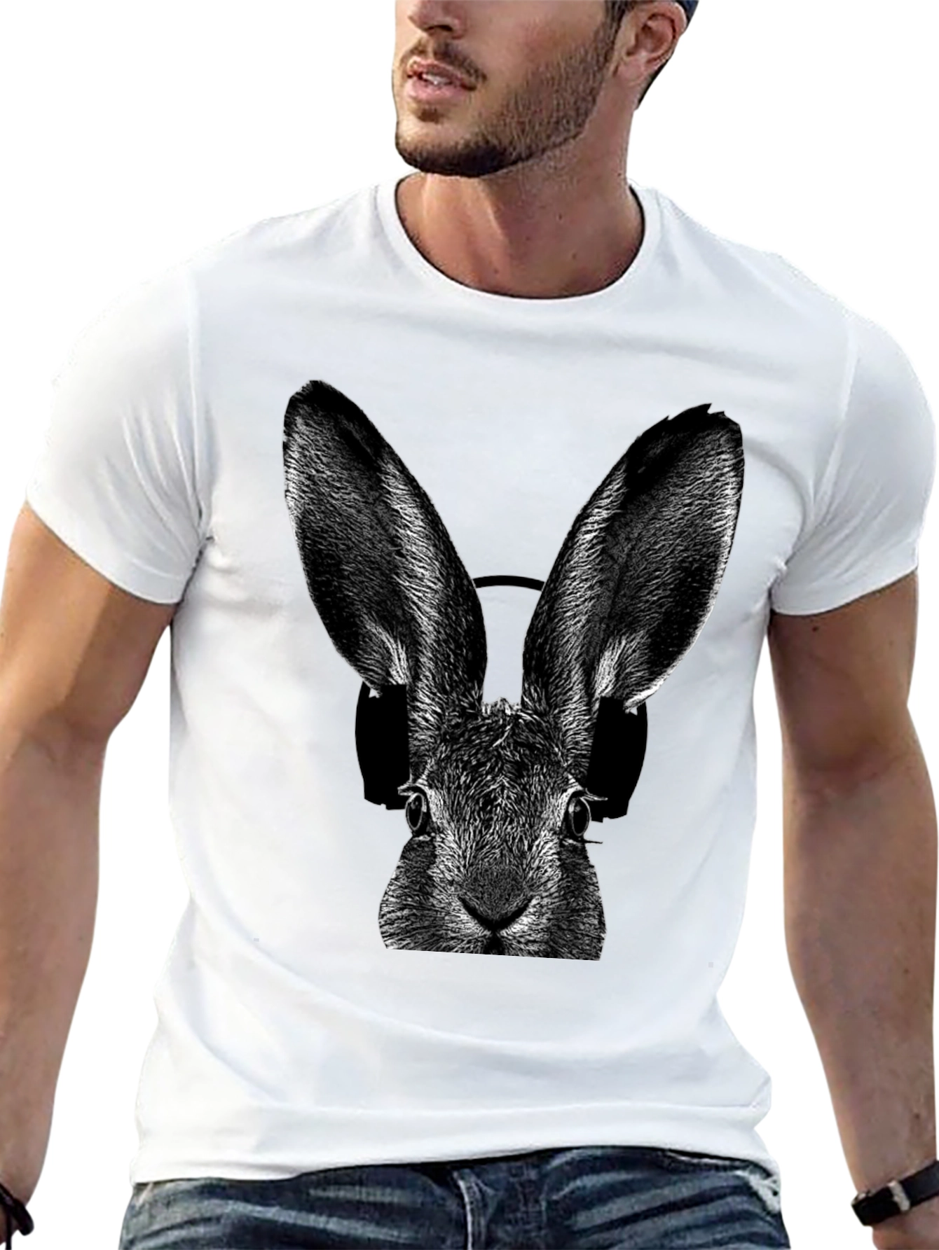 Rabbit DJ Graphic T-Shirt - Cool Animal Tee