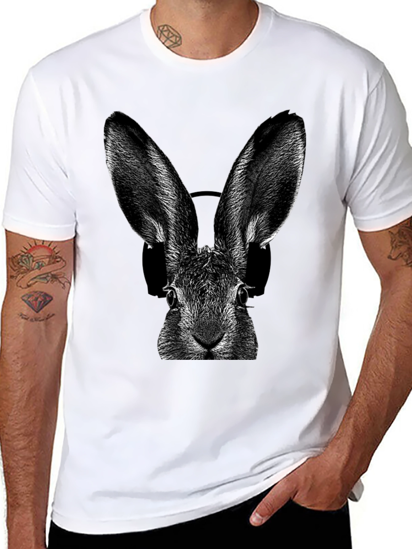 Rabbit DJ Graphic T-Shirt - Cool Animal Tee