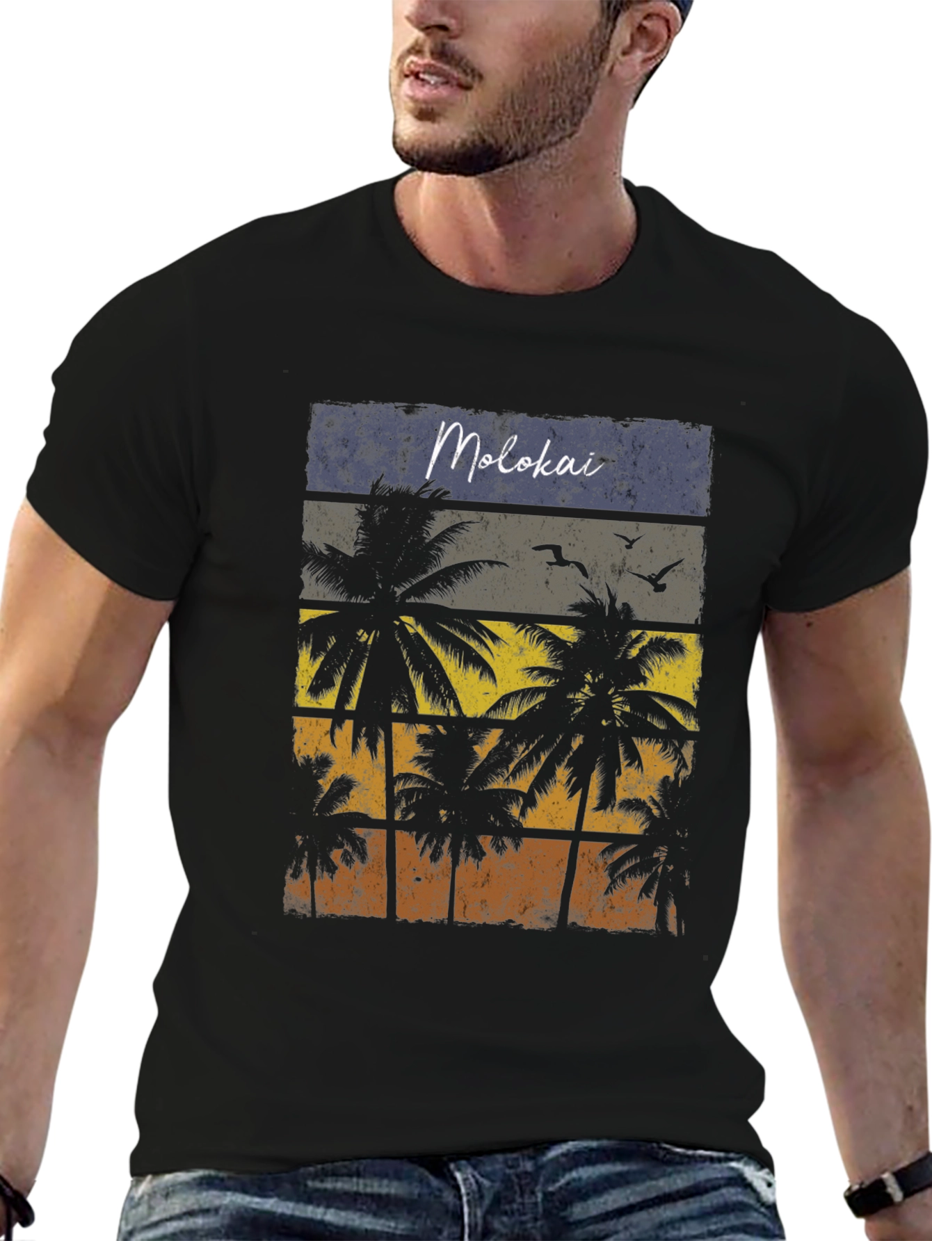 Molokai Palm Tree Graphic Tee - Tropical Island Vibe
