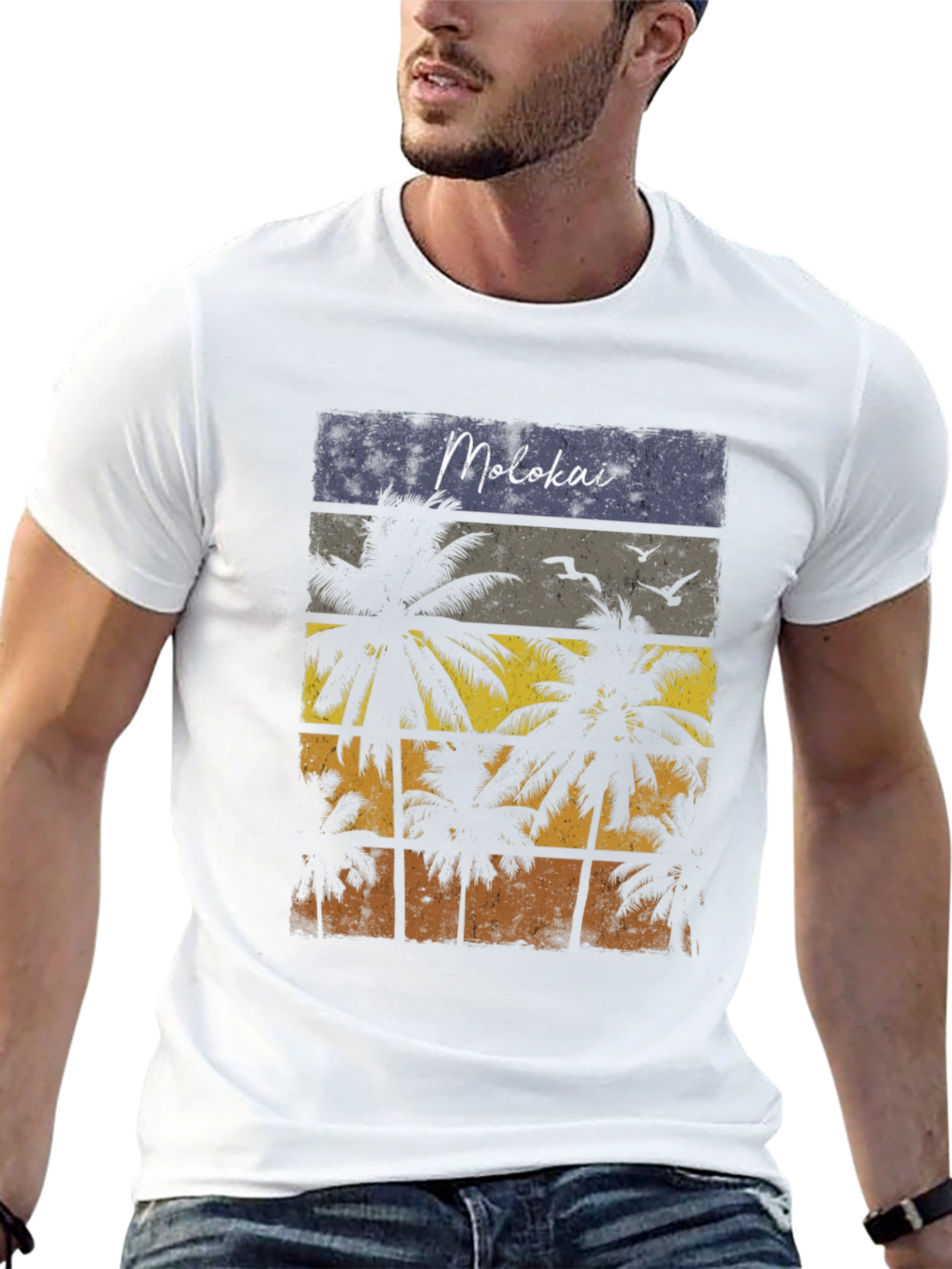 Molokai Palm Tree Graphic Tee - Tropical Island Vibe