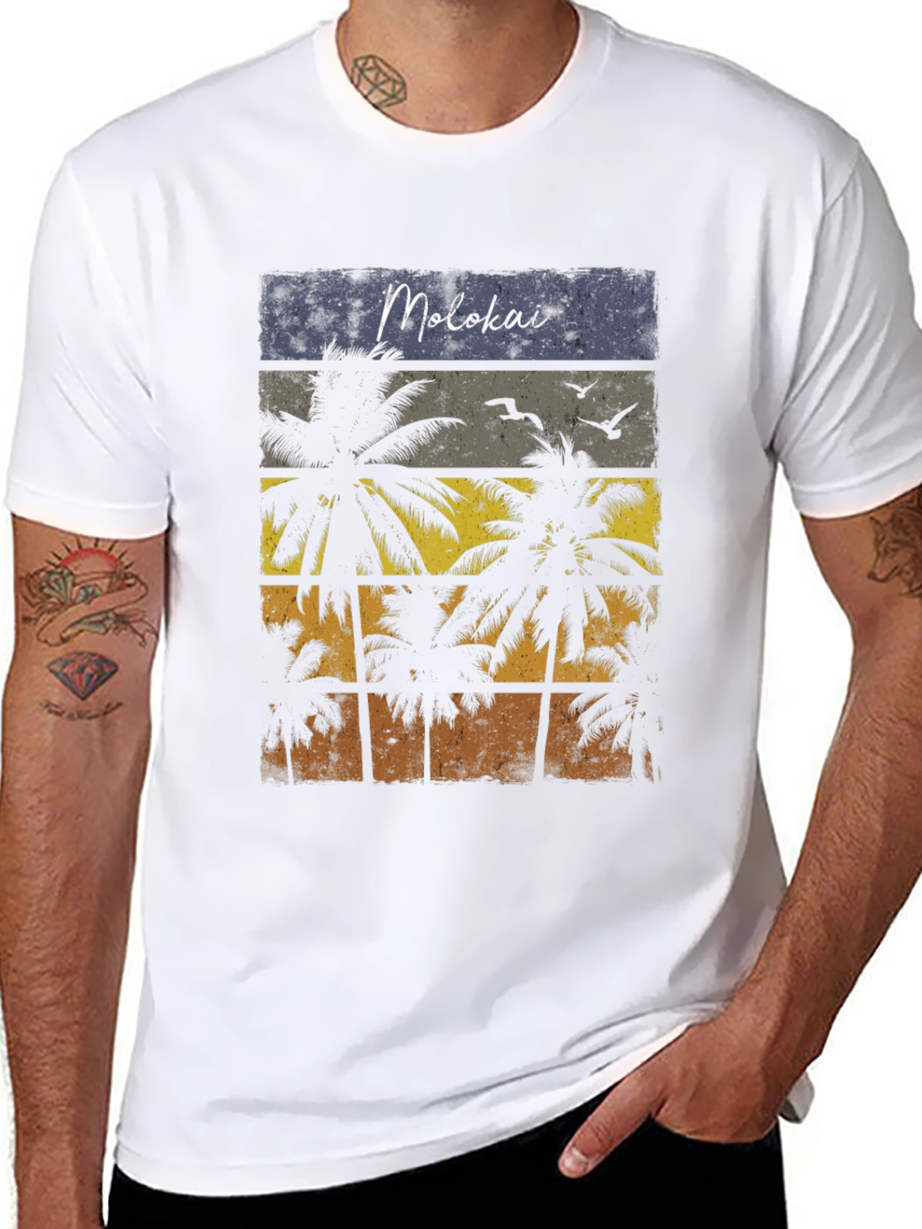 Molokai Palm Tree Graphic Tee - Tropical Island Vibe